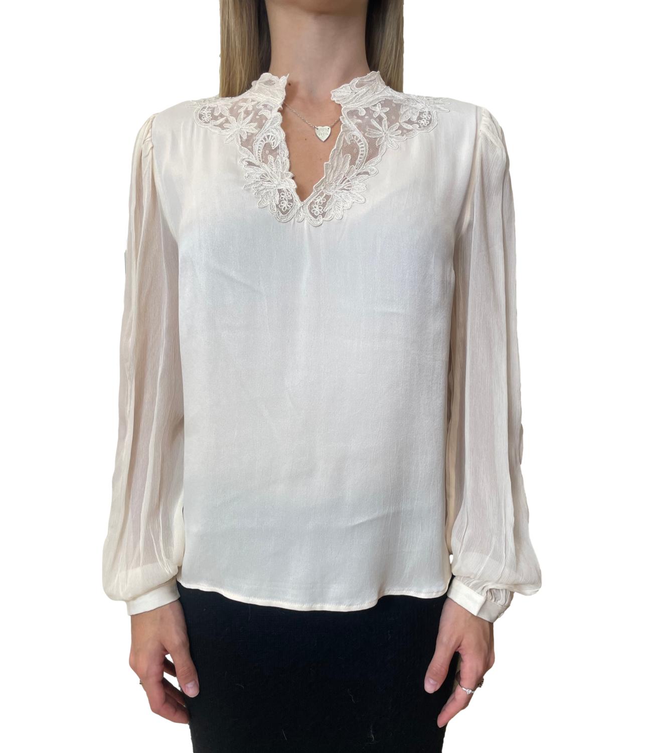 Twinset Blusa Ricamo Light Natural Donna