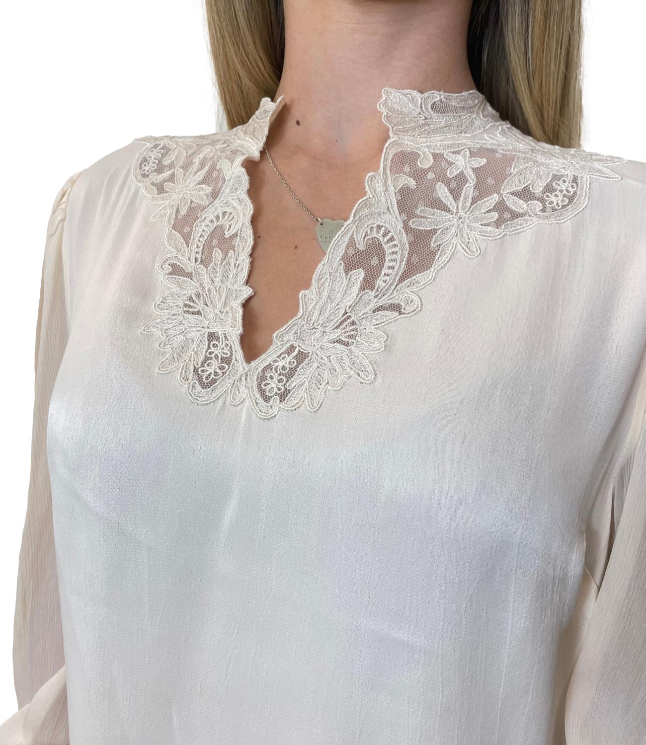 Twinset Blusa Ricamo Light Natural Donna