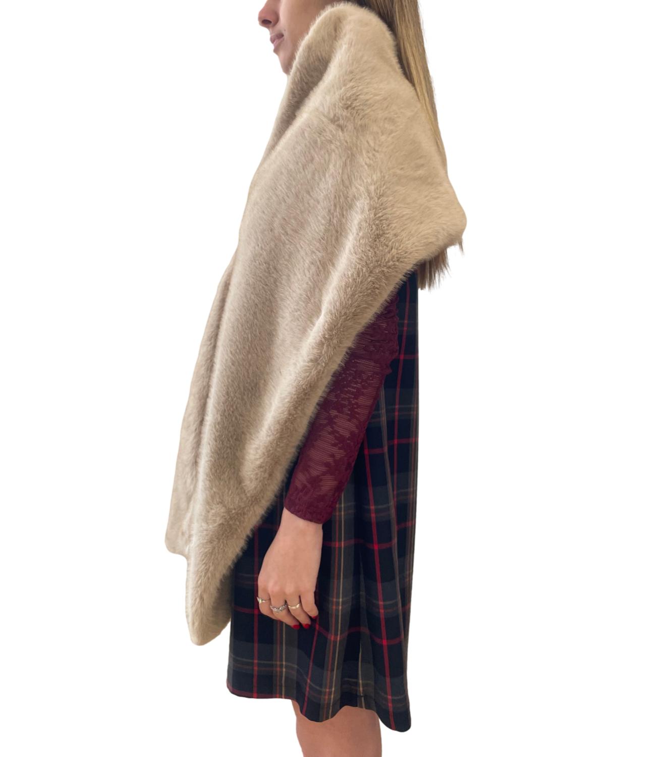Vicolo Cappotto Scialle Beige Donna