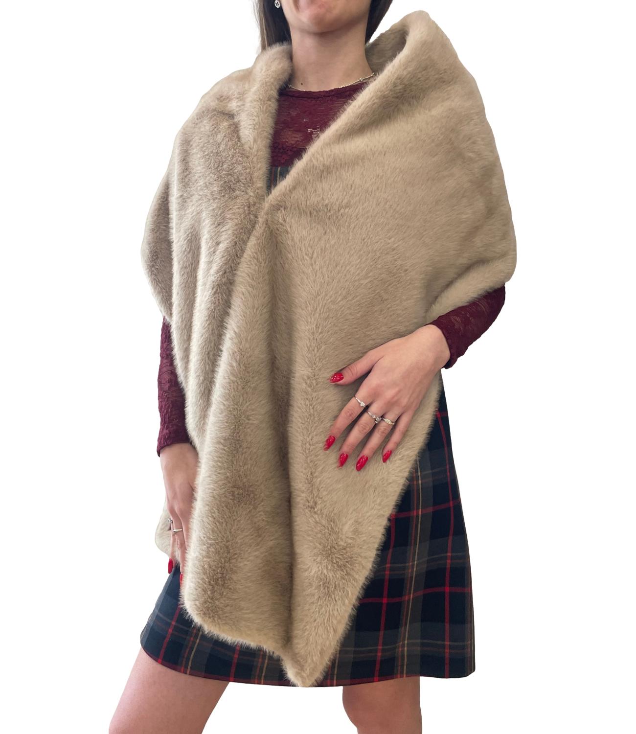 Vicolo Cappotto Scialle Beige Donna