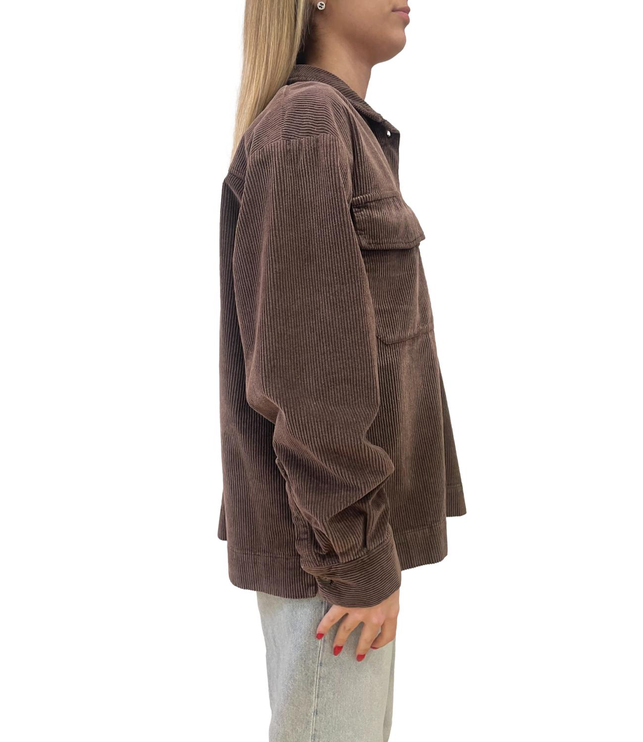 Vicolo Camicia Velluto Marrone Donna
