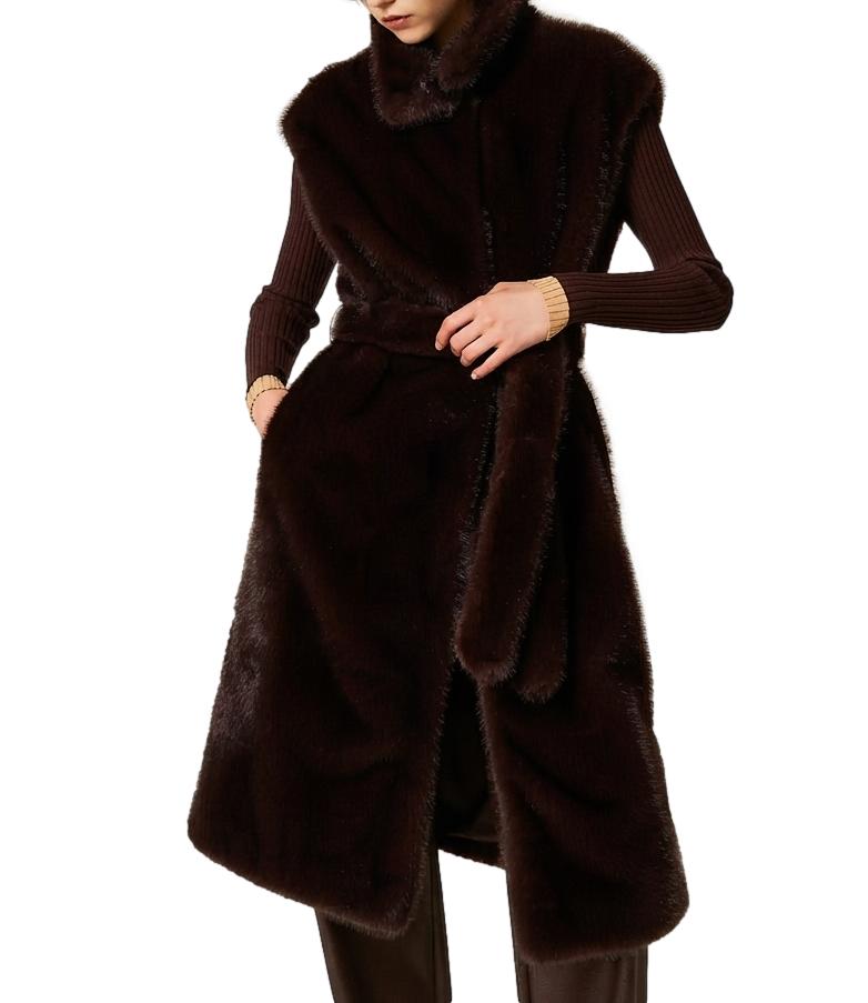 Actitude Twinset Gilet Chocolate Plum da Donna