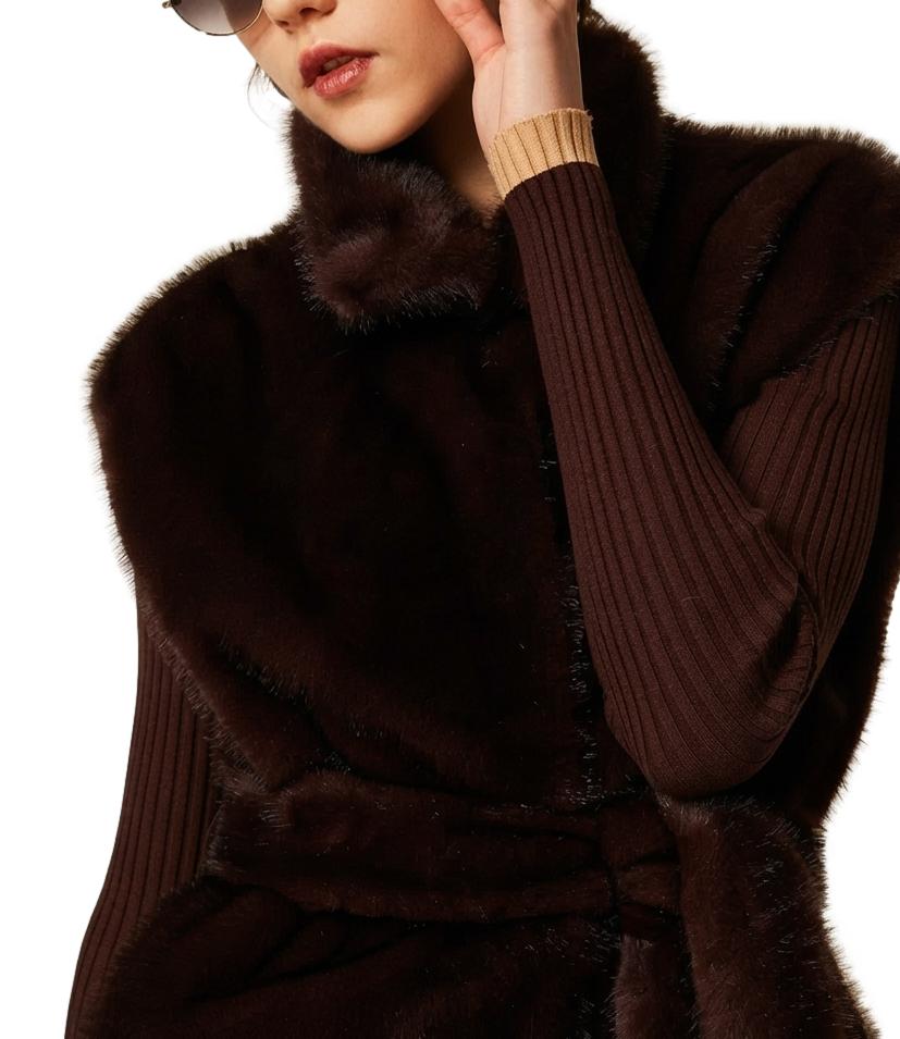 Actitude Twinset Gilet Chocolate Plum da Donna