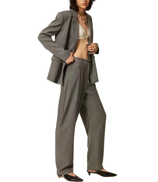 Actitude Twinset Pantalone Grigio Medio Melange da Donna