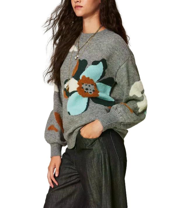 Actitude Twinset Maglia Intarsio Grigio Medio Mel./sme da Donna