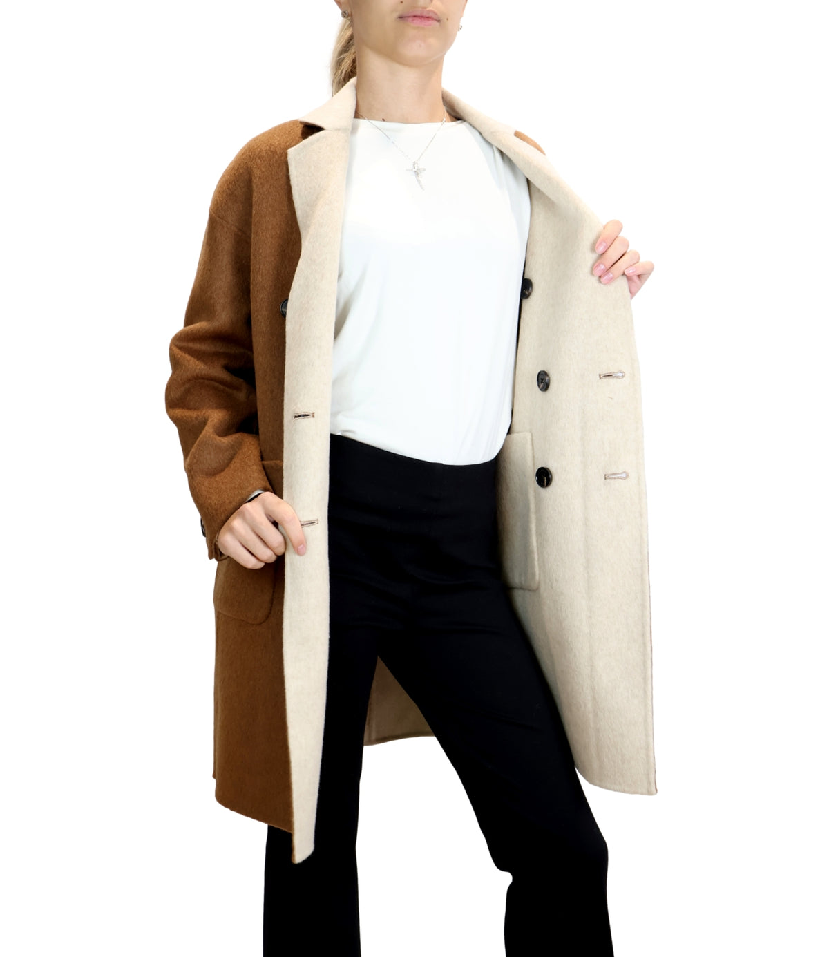 Alexs Bravo Cappotto Brown/ofF-White da Donna