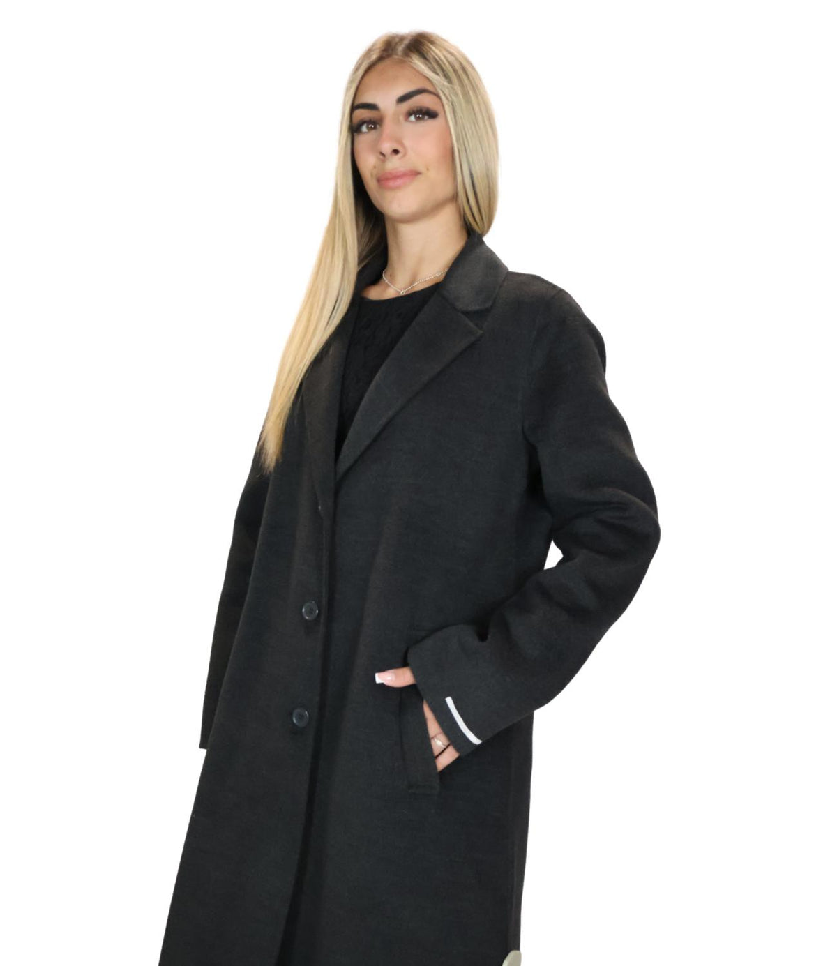 Emme Marella Cappotto Grigio Scuro Melange da Donna