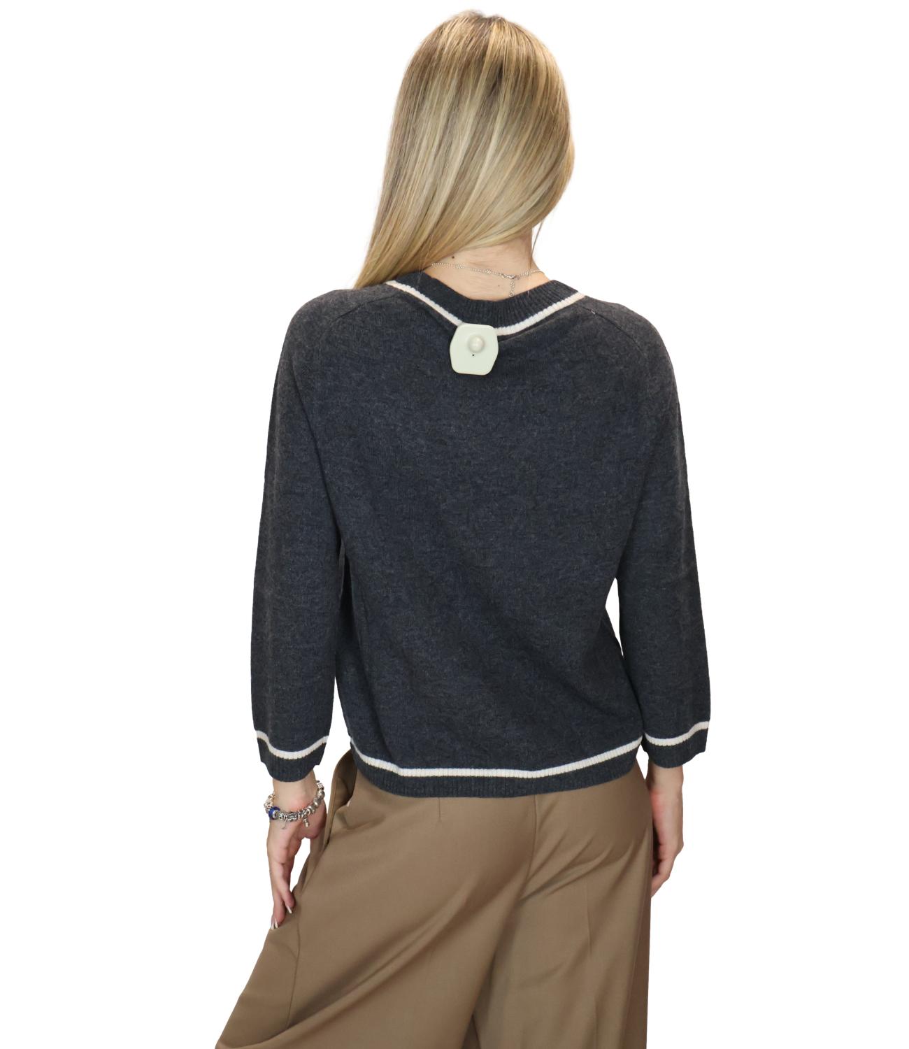 Emme Marella Maglia Grigio Scuro Melange da Donna