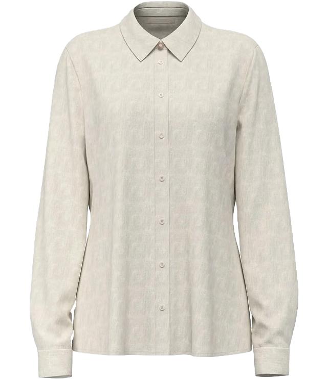 Guess Camicia Ls New Marthe Logo Shirt Cream/White Donna