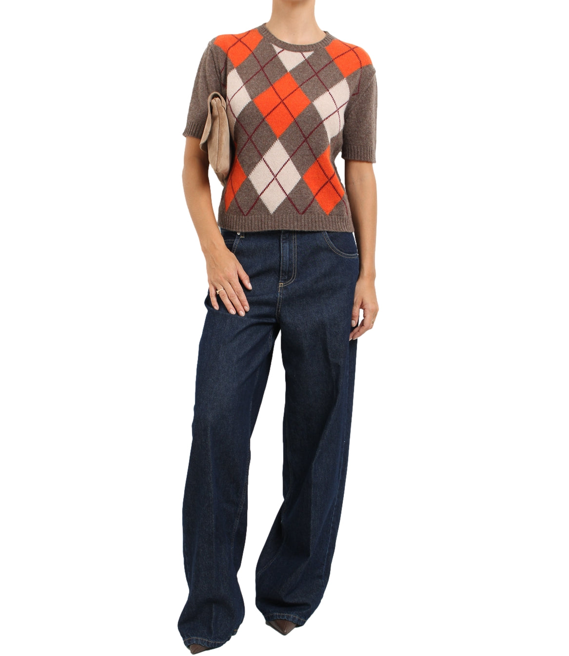 Have One Maglia Tortora/arancio da Donna