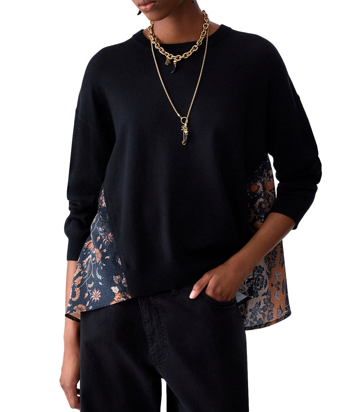 Liu jo Maglia Black/blossom Patch da Donna
