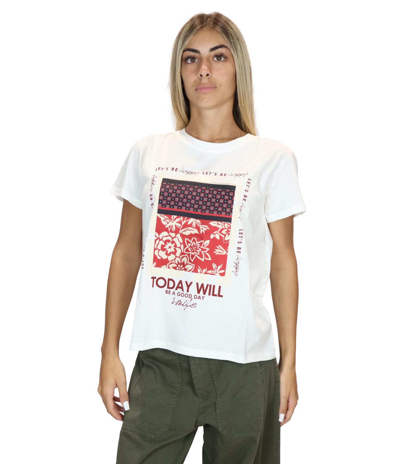 Susy Mix T-Shirt B.co/rosso da Donna