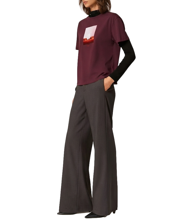 Twin Set Pantalone Grigio Antracite Melange da Donna