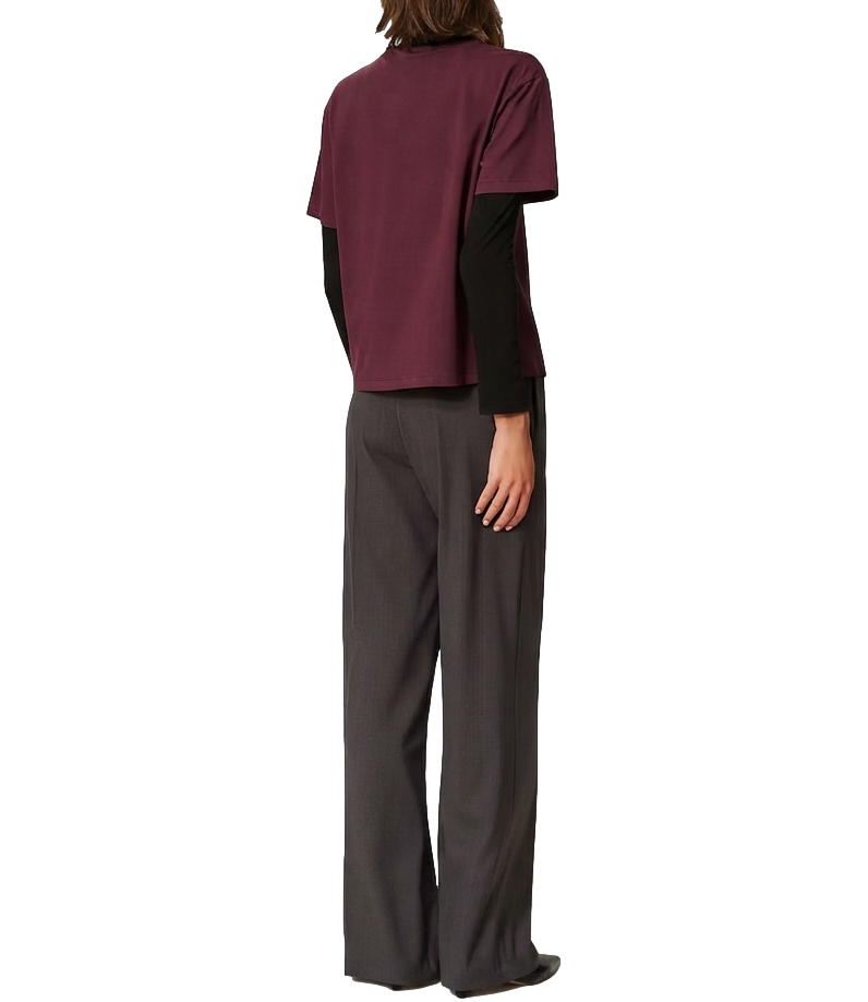 Twin Set Pantalone Grigio Antracite Melange da Donna