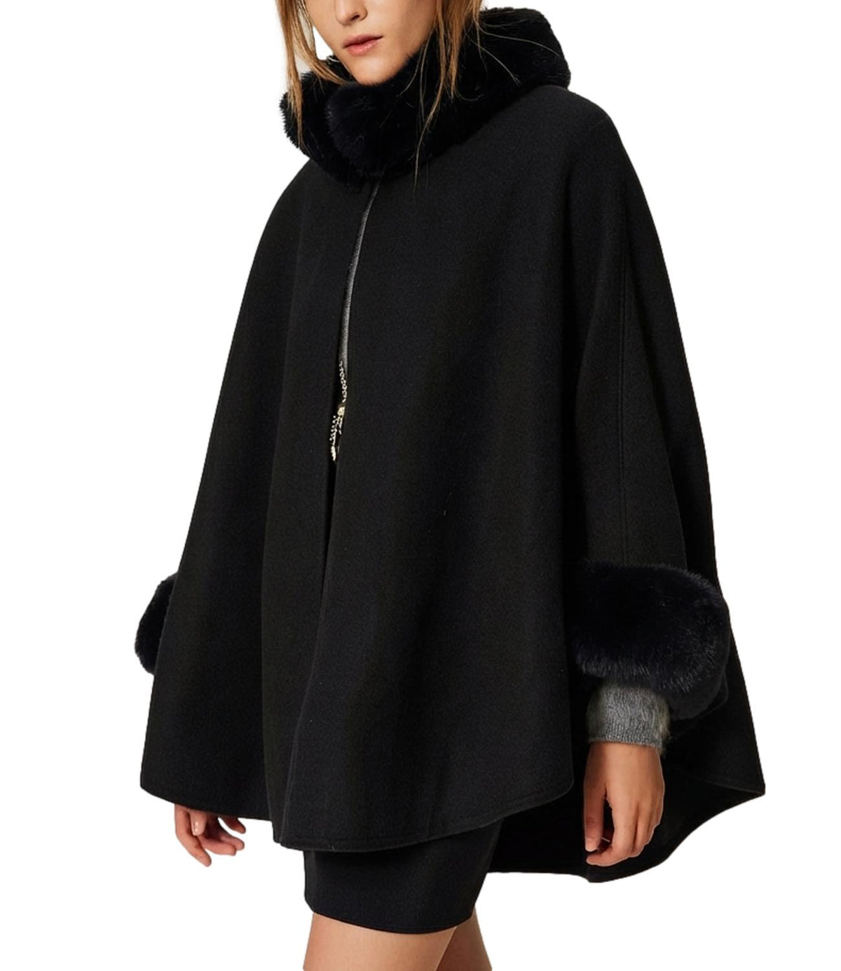Twin Set Poncho Nero da Donna