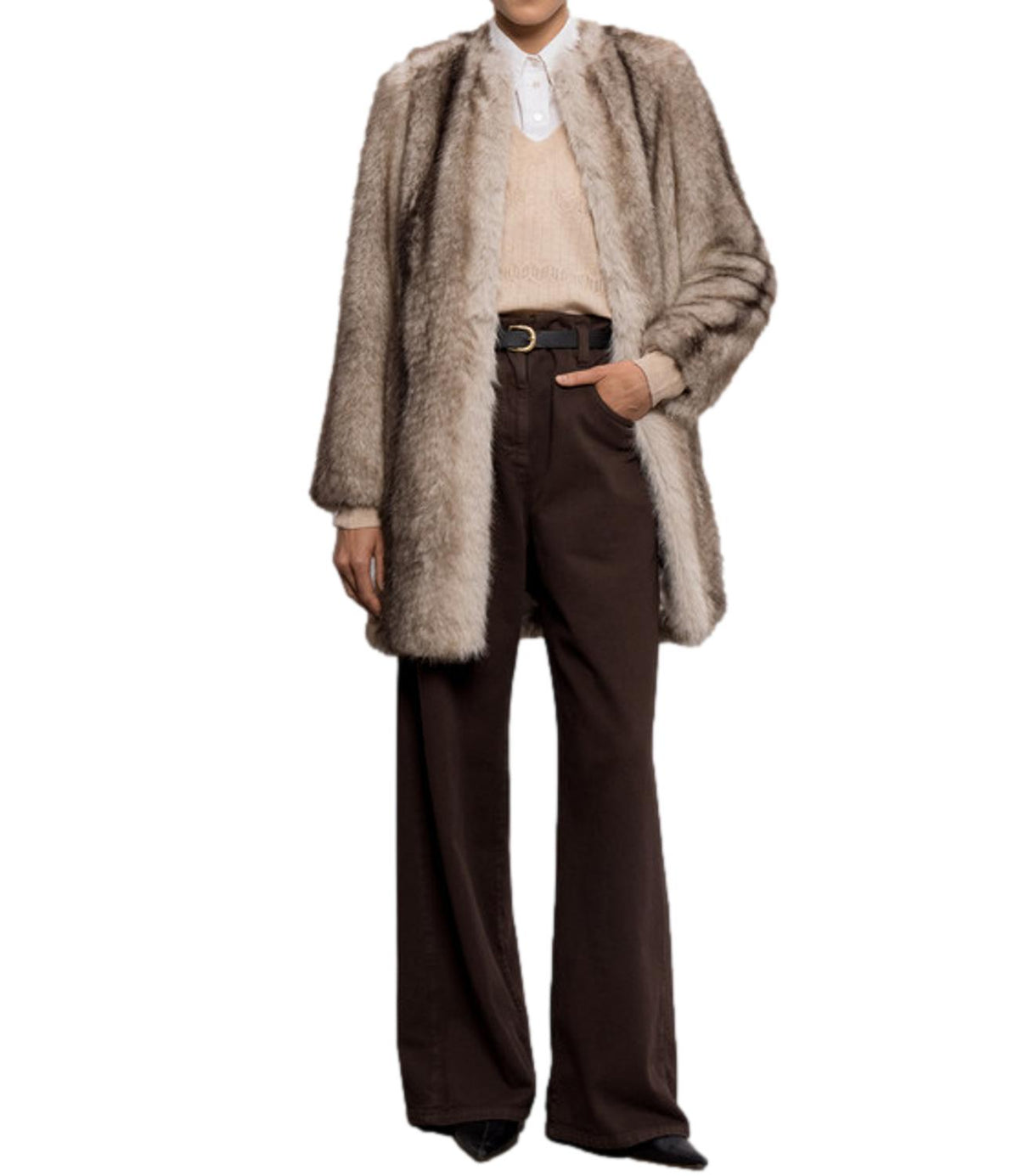 Twin Set Cappotto Animal Shade Casha/brown da Donna