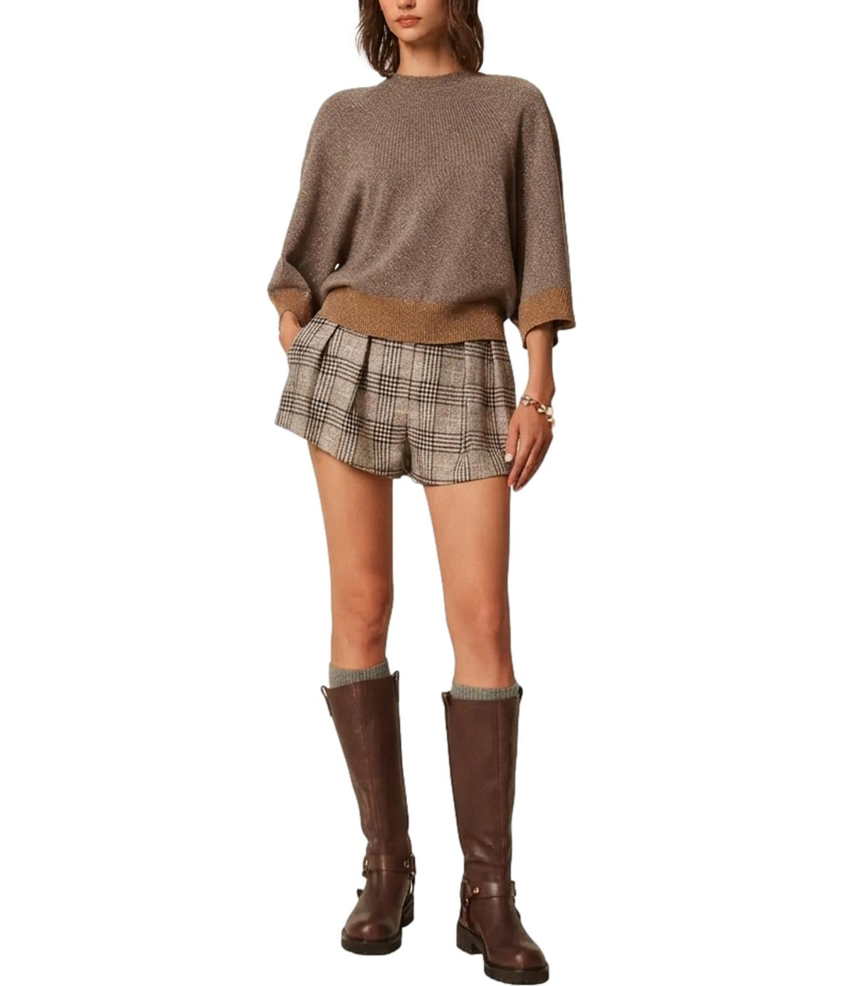 Twin Set Maglia Taupe Arg/tobacco Brown Sc Arg da Donna