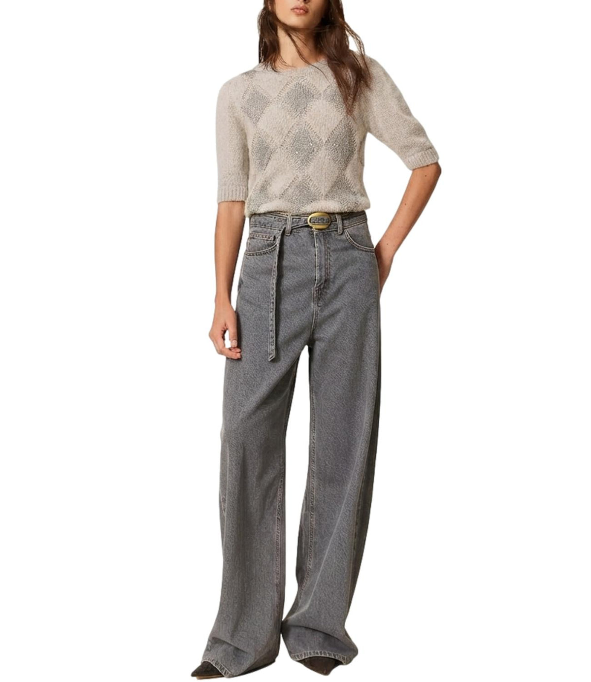 Twin Set Jeans Denim Grigio da Donna