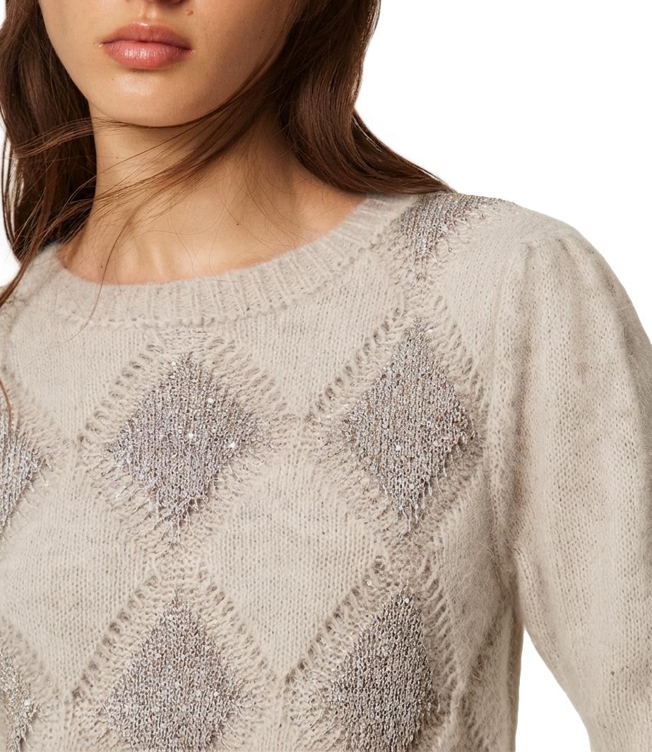 Twin Set Maglia Grigio Chiaro Melange da Donna