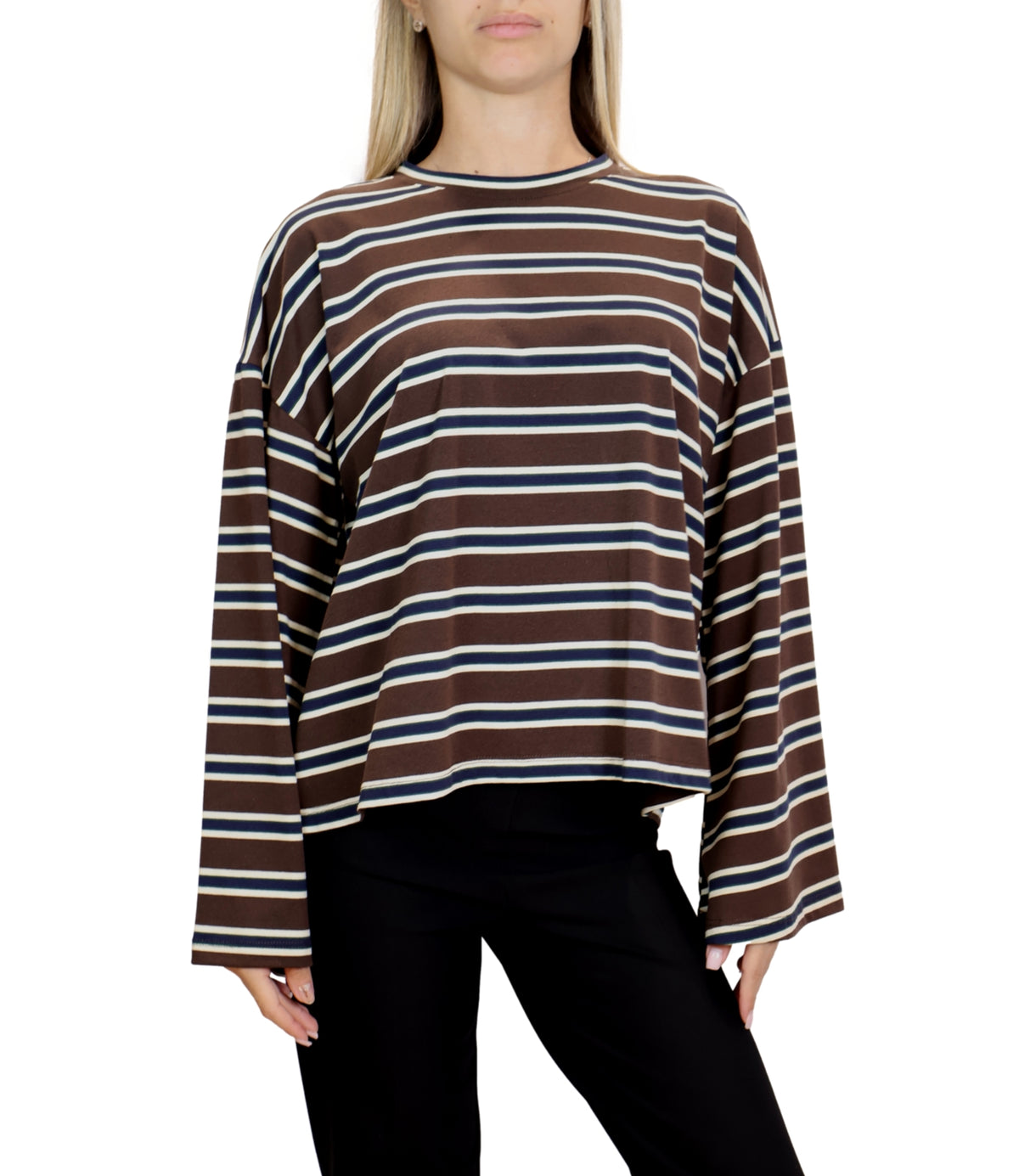 Vicolo T-shirt Riga Blu/Moro Donna