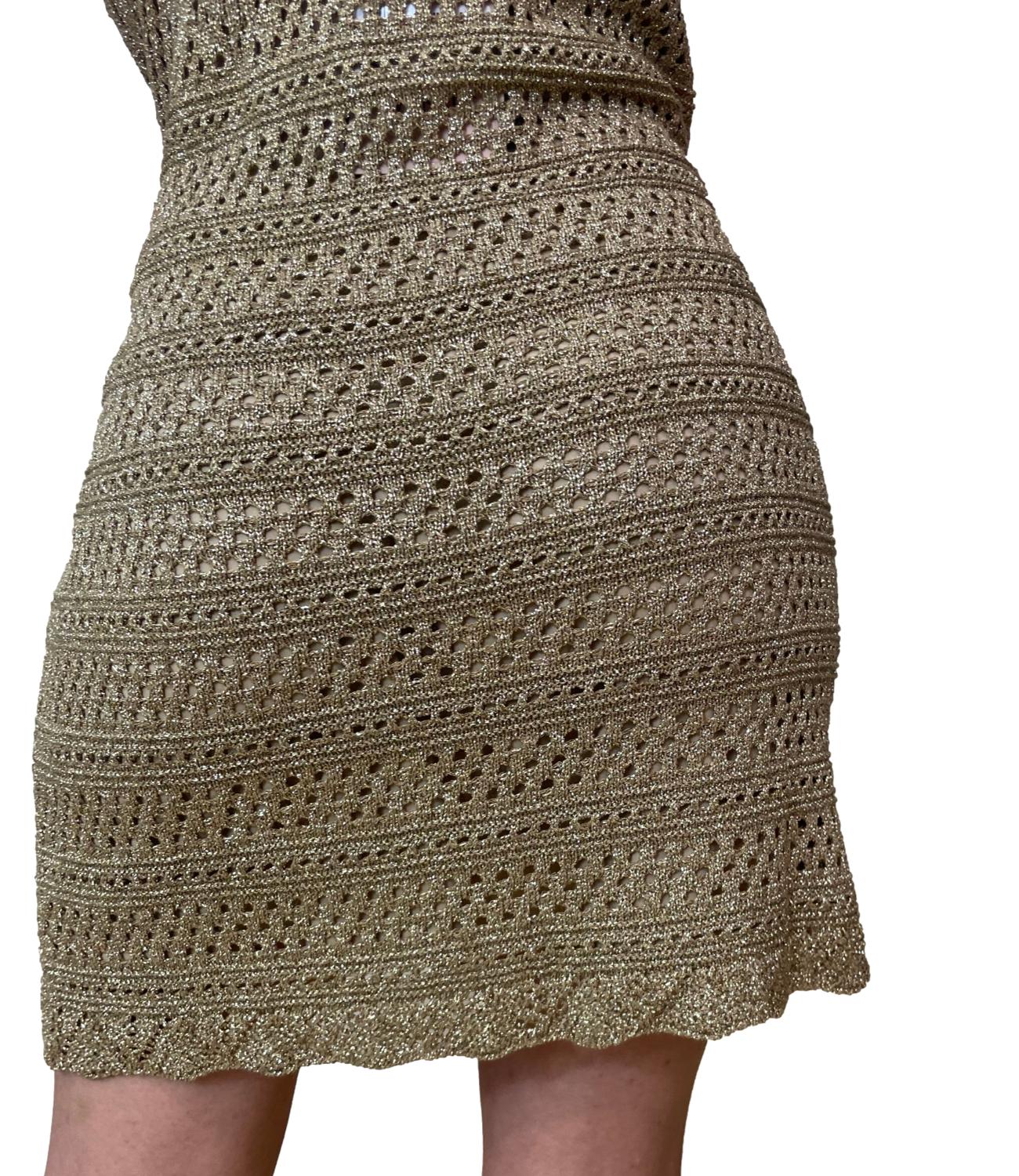 Twinset Abito Verde Oro Donna