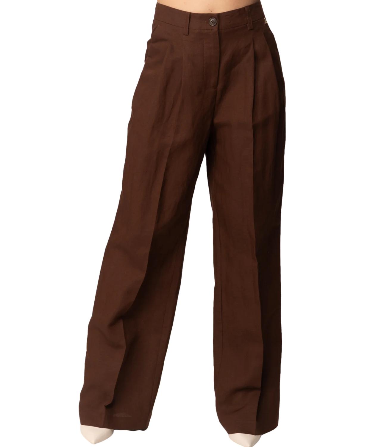 Actitude Twinset Pantalone Palazzo a Vita Alta cioccolate Donna