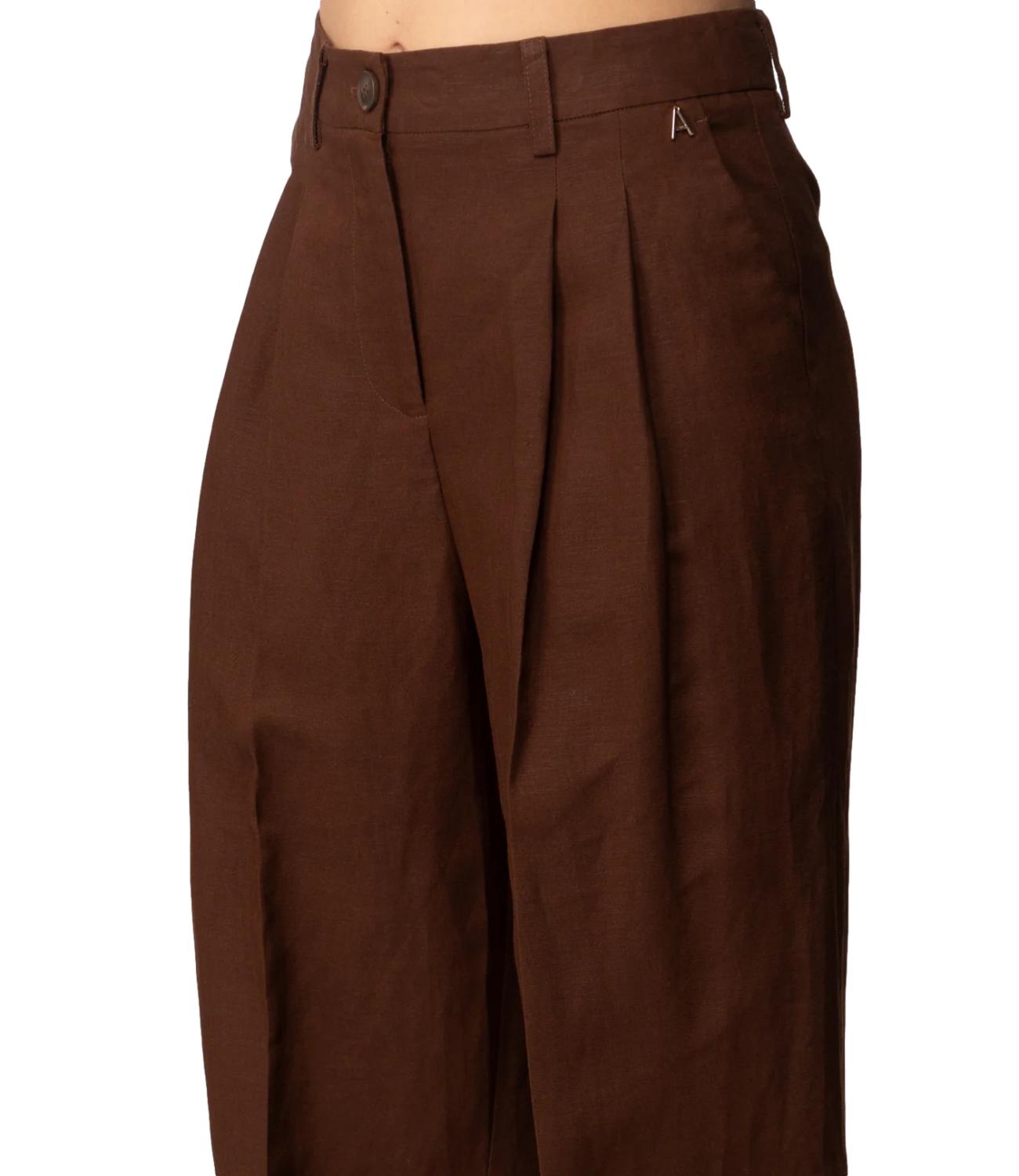 Actitude Twinset Pantalone Palazzo a Vita Alta cioccolate Donna