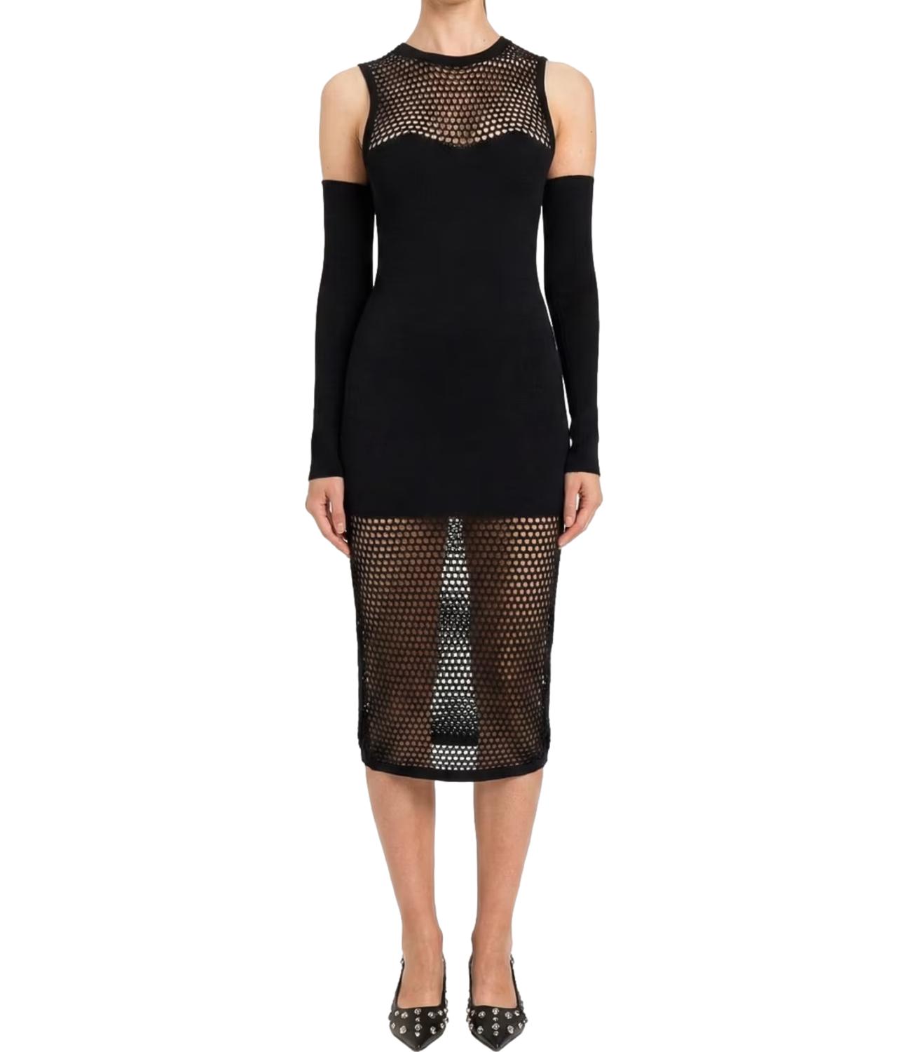 Actitude Twinset Abito in viscosa a rete nero Donna