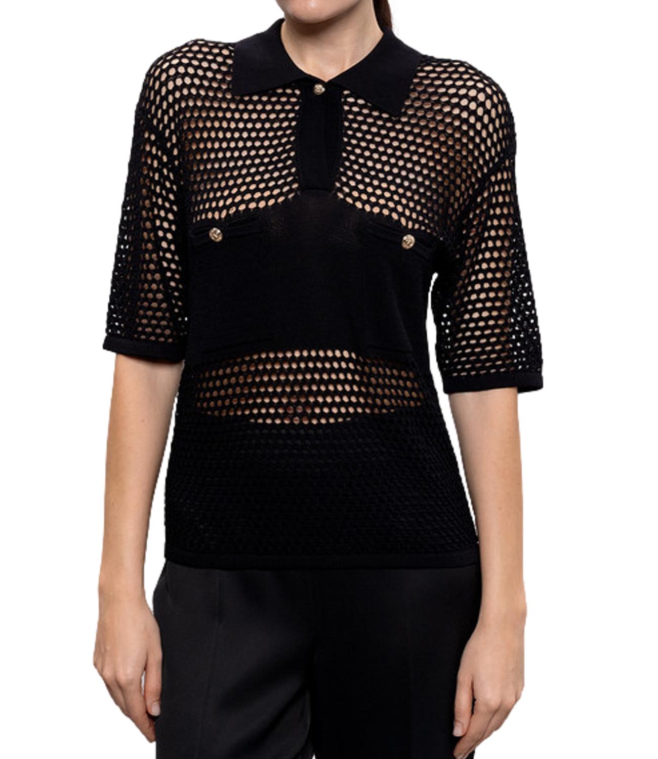 Actitude twinset Polo traforata Nera Donna