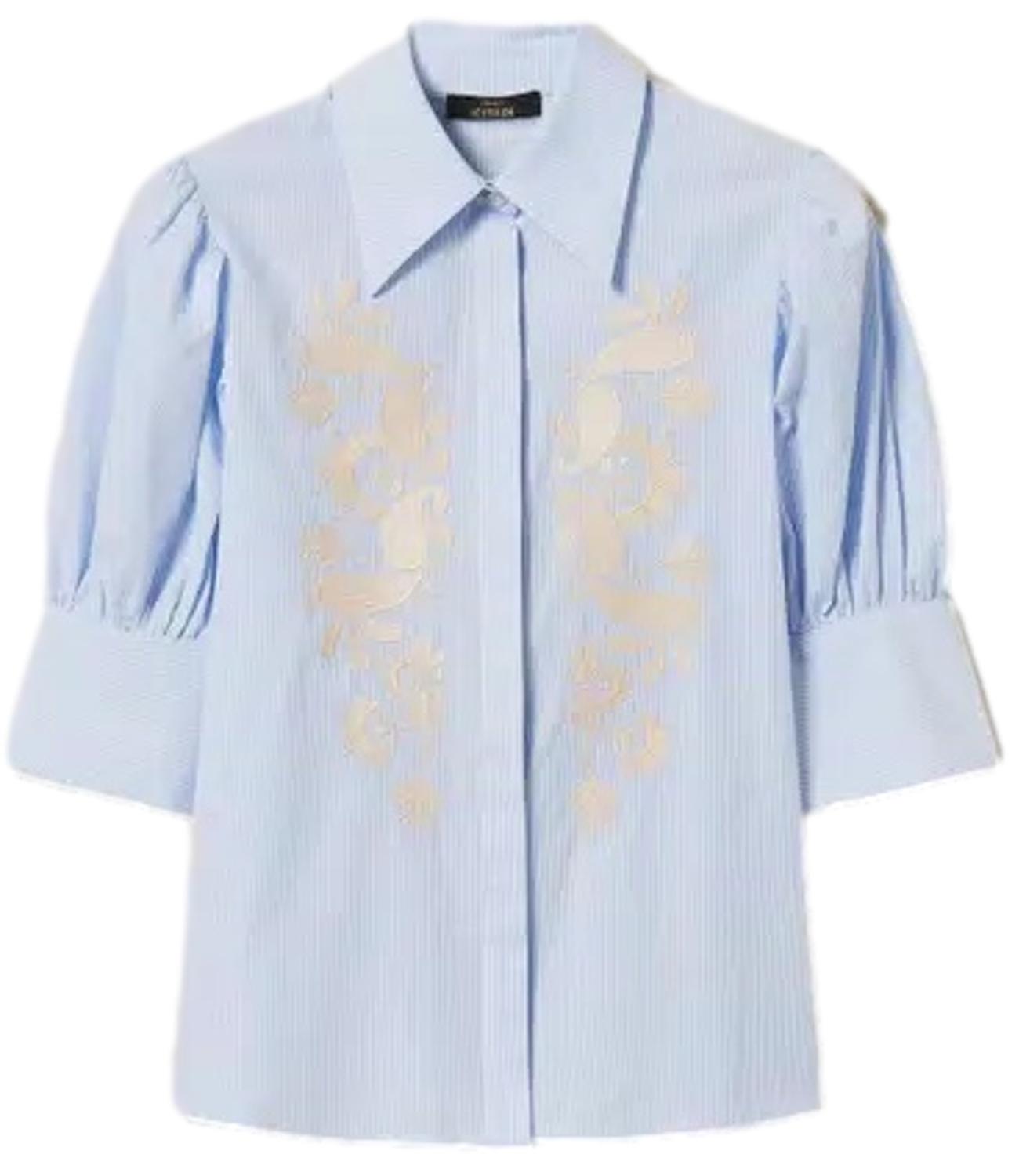 Actitude Twinset Camicia Off White/light Blue Embr. Pin da Donna