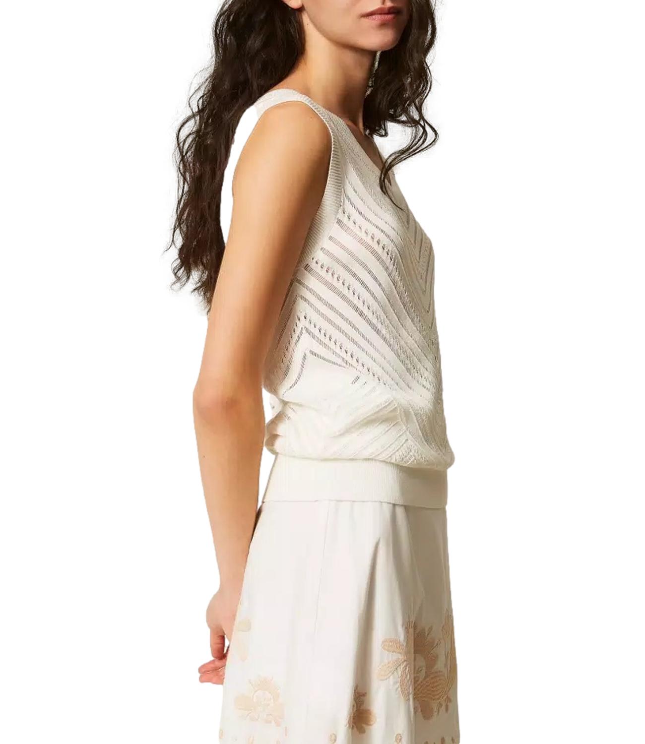 Actitude Twinset Maglia Chevron Bianco Donna