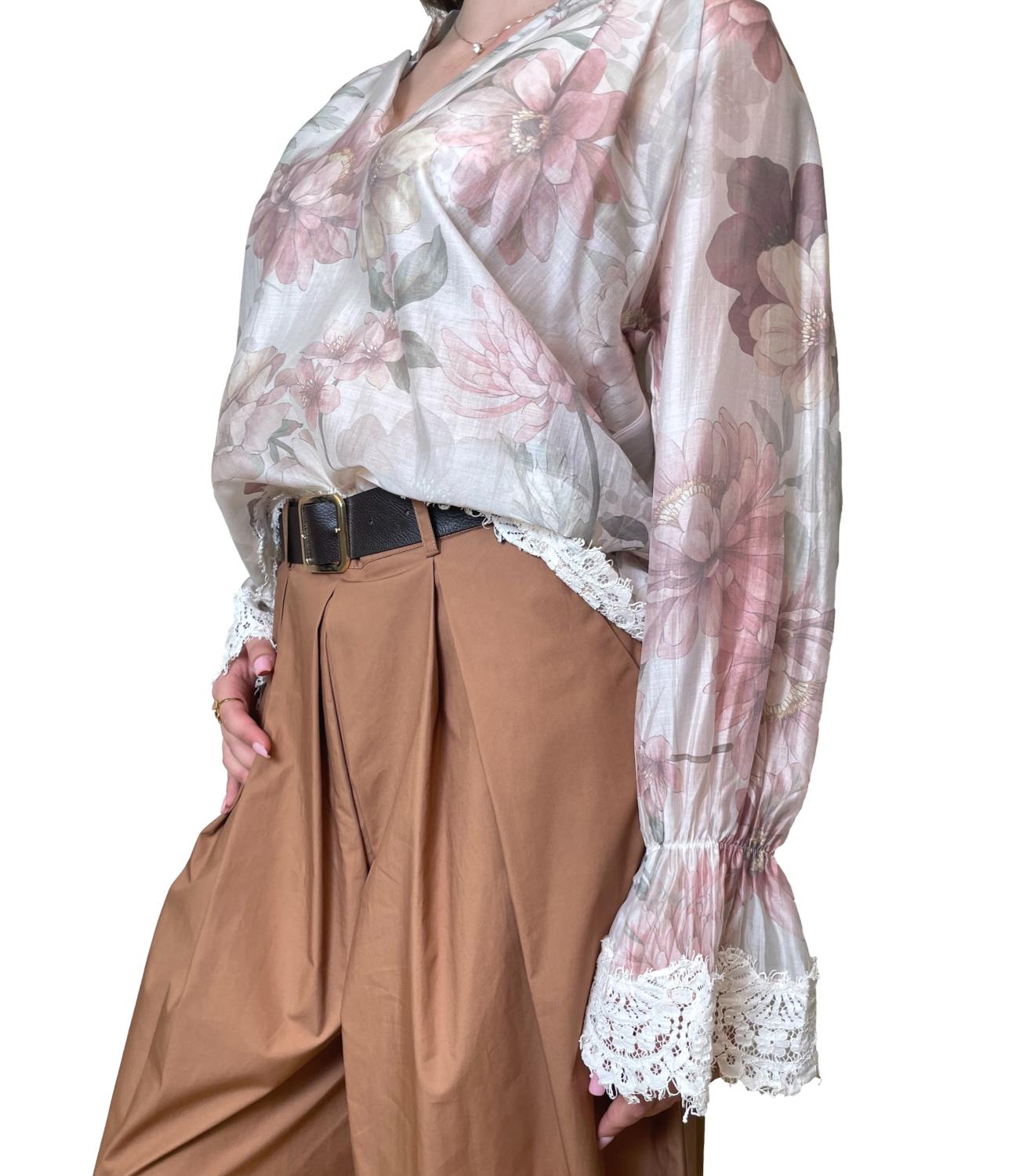 Dixie Camicia Floreale Panna Donna