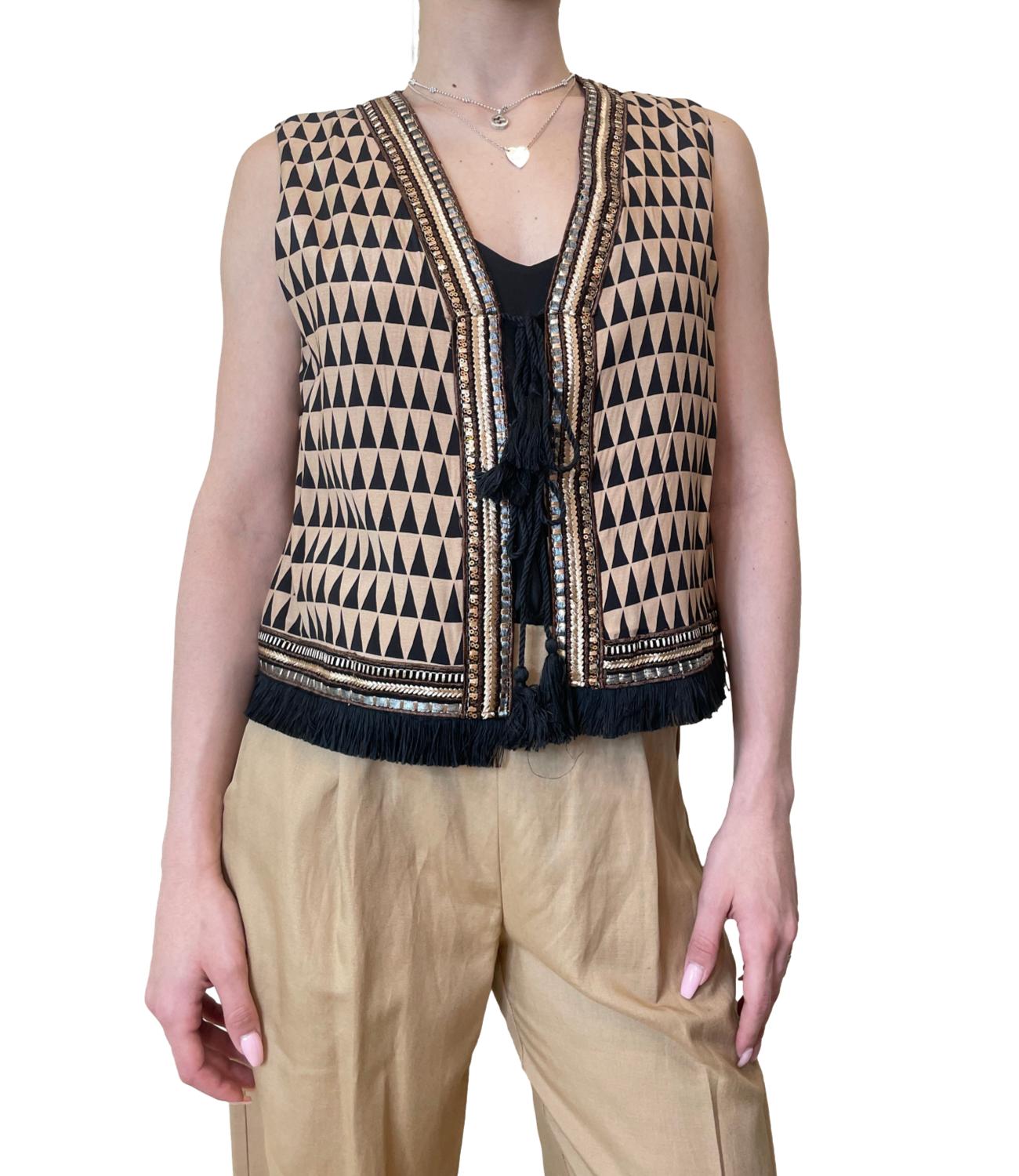 Dixie Gilet Beige/nero da Donna