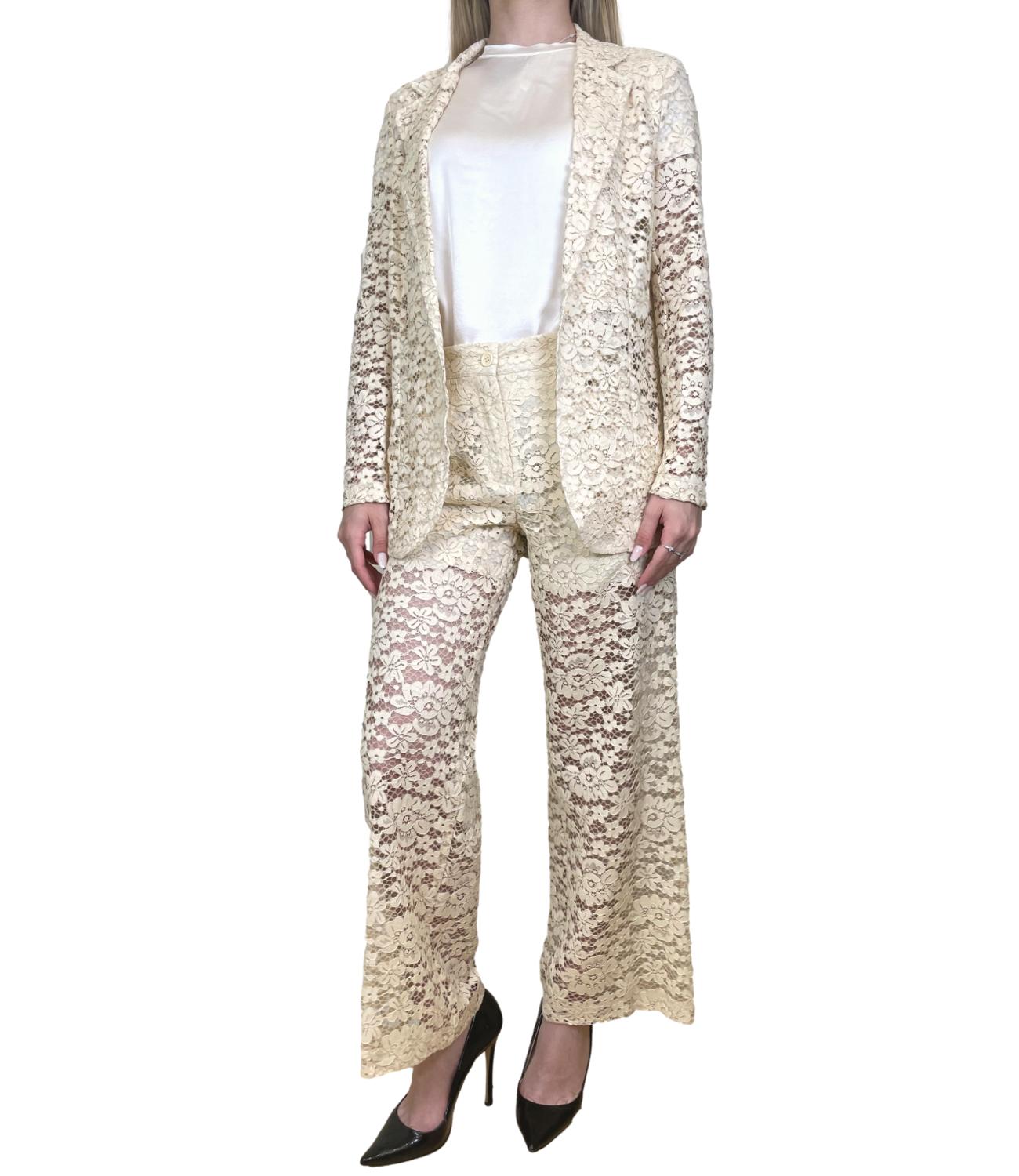 Dixie Pantalone Pizzo Panna Donna