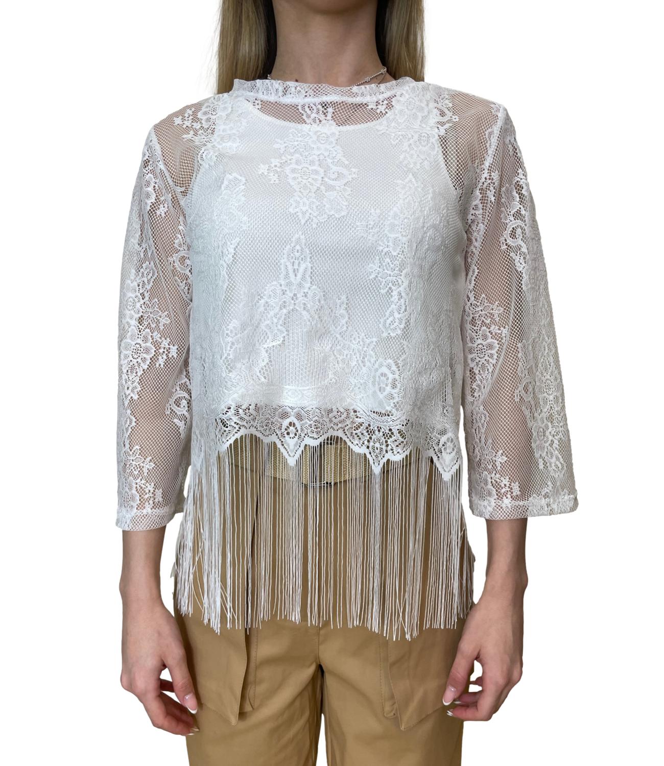 Dixie T-shirt Frange Bianco Donna
