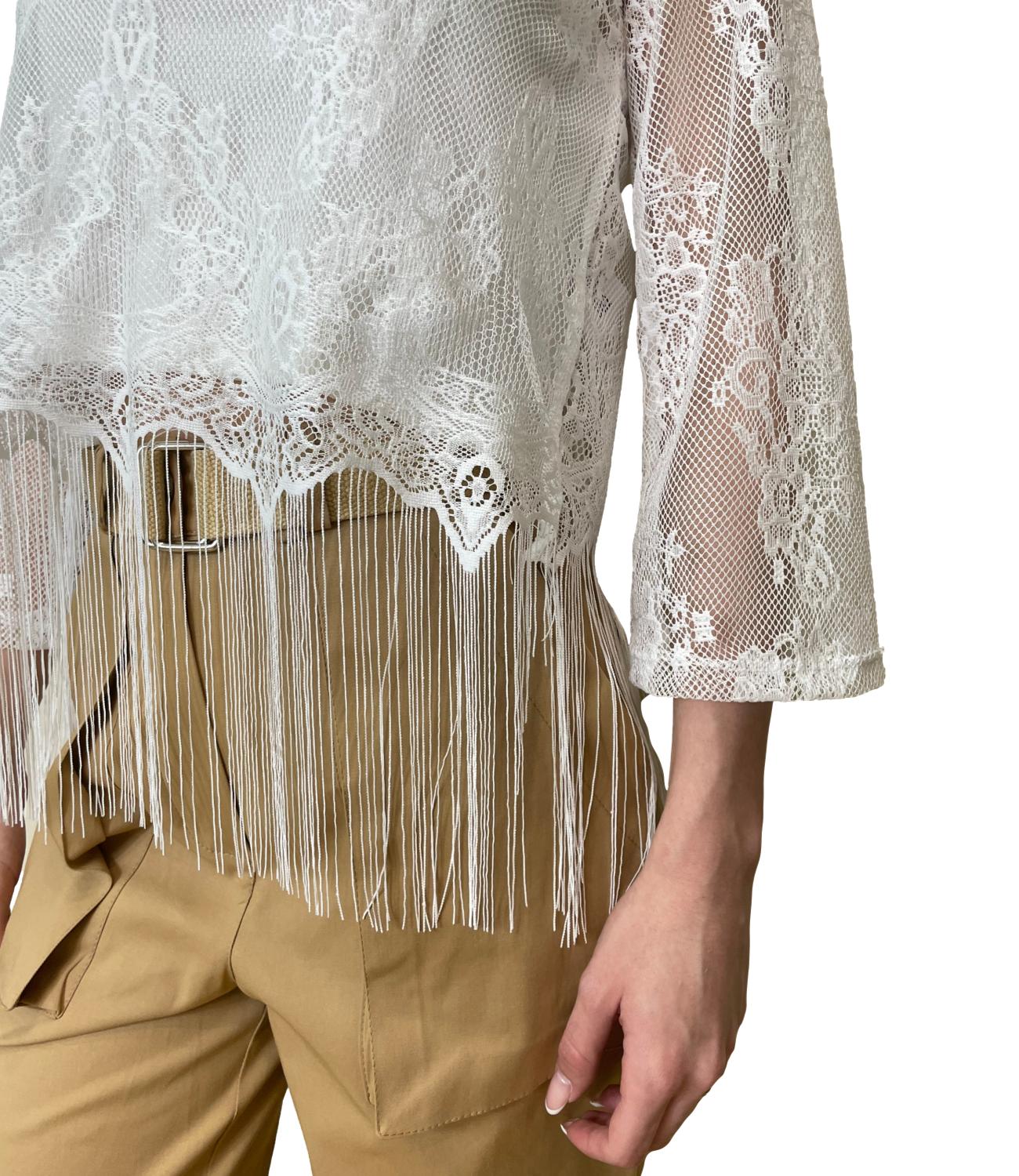 Dixie T-shirt Frange Bianco Donna