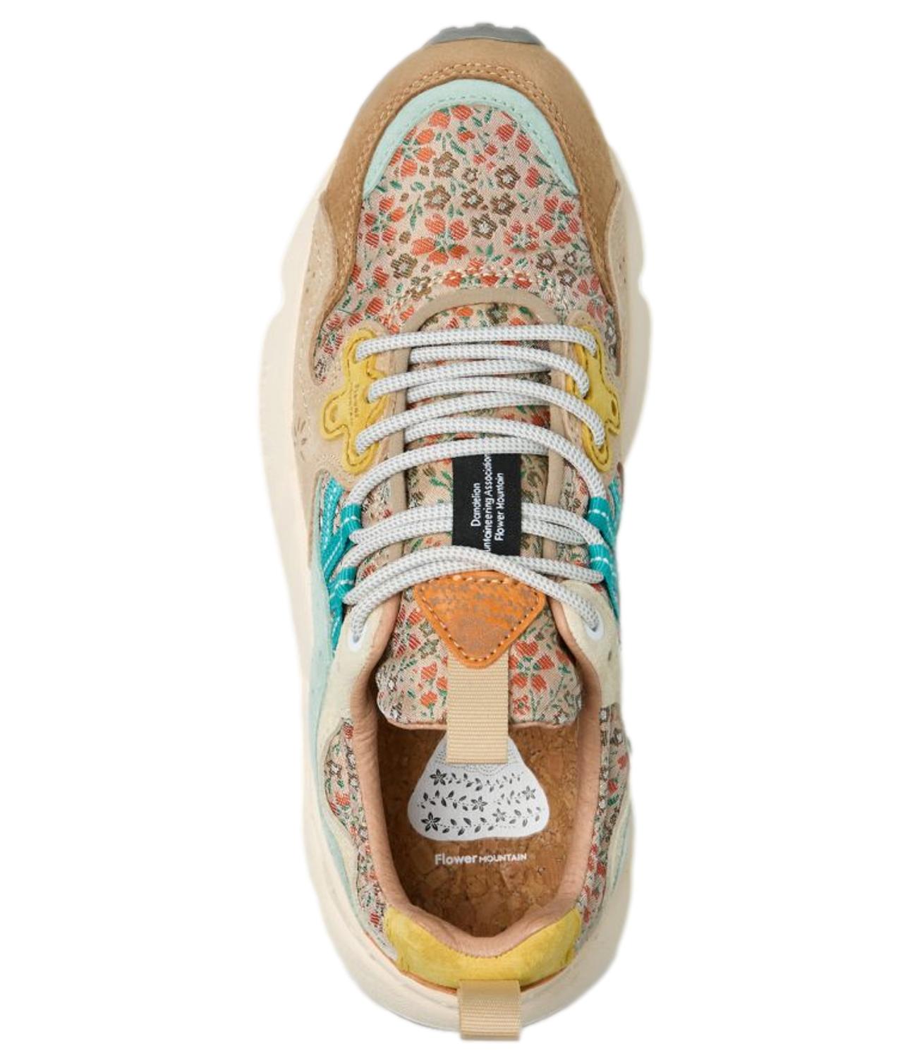 Flower Mountain Sneakers ChestnuT-Light BluE-Orange da Donna