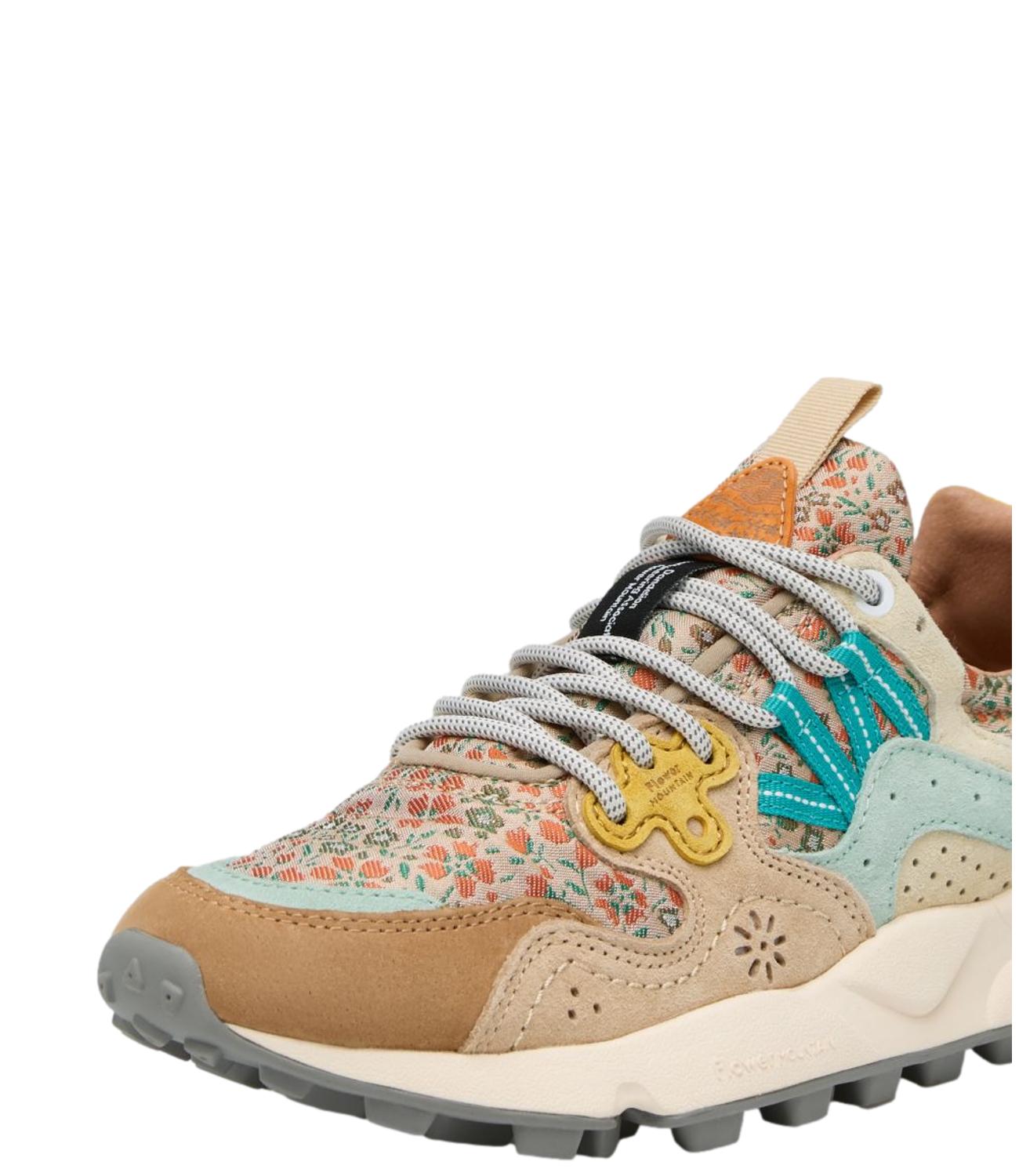 Flower Mountain Sneakers ChestnuT-Light BluE-Orange da Donna