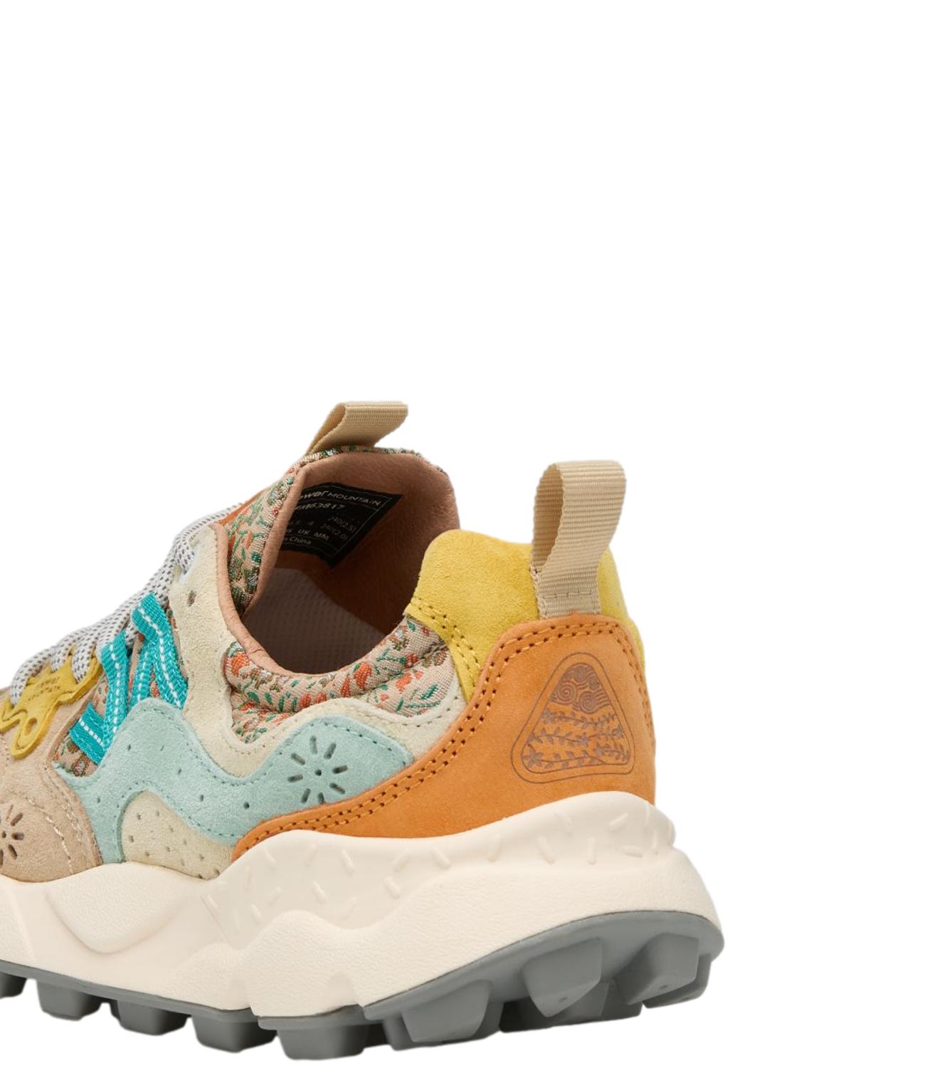 Flower Mountain Sneakers ChestnuT-Light BluE-Orange da Donna