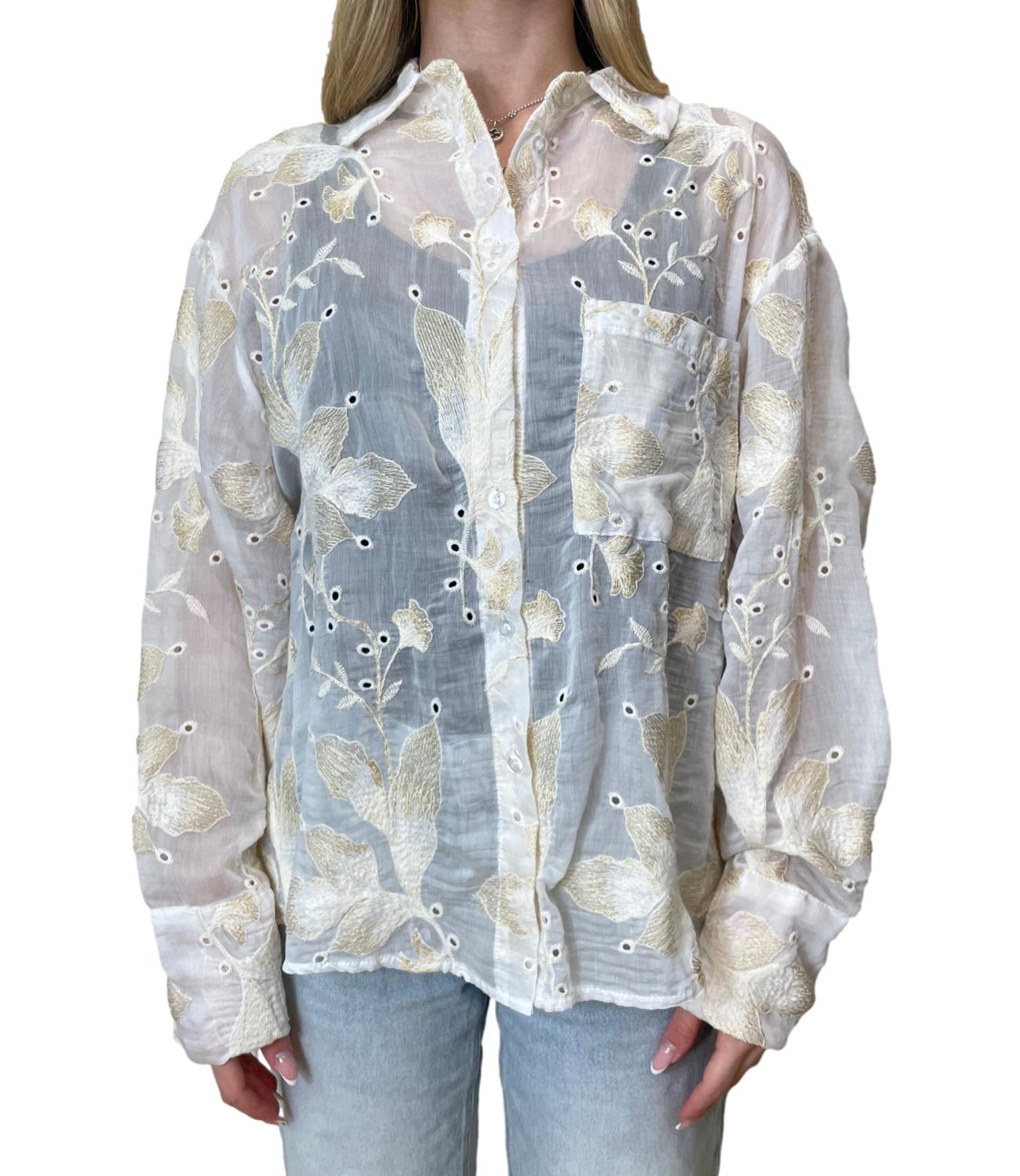 Have One Camicia Ricami Burro Donna