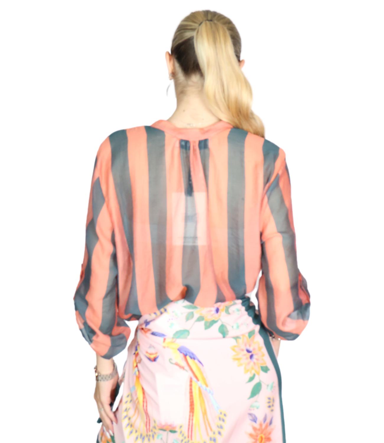 Have One Camicia Riga Verde/rosa da Donna