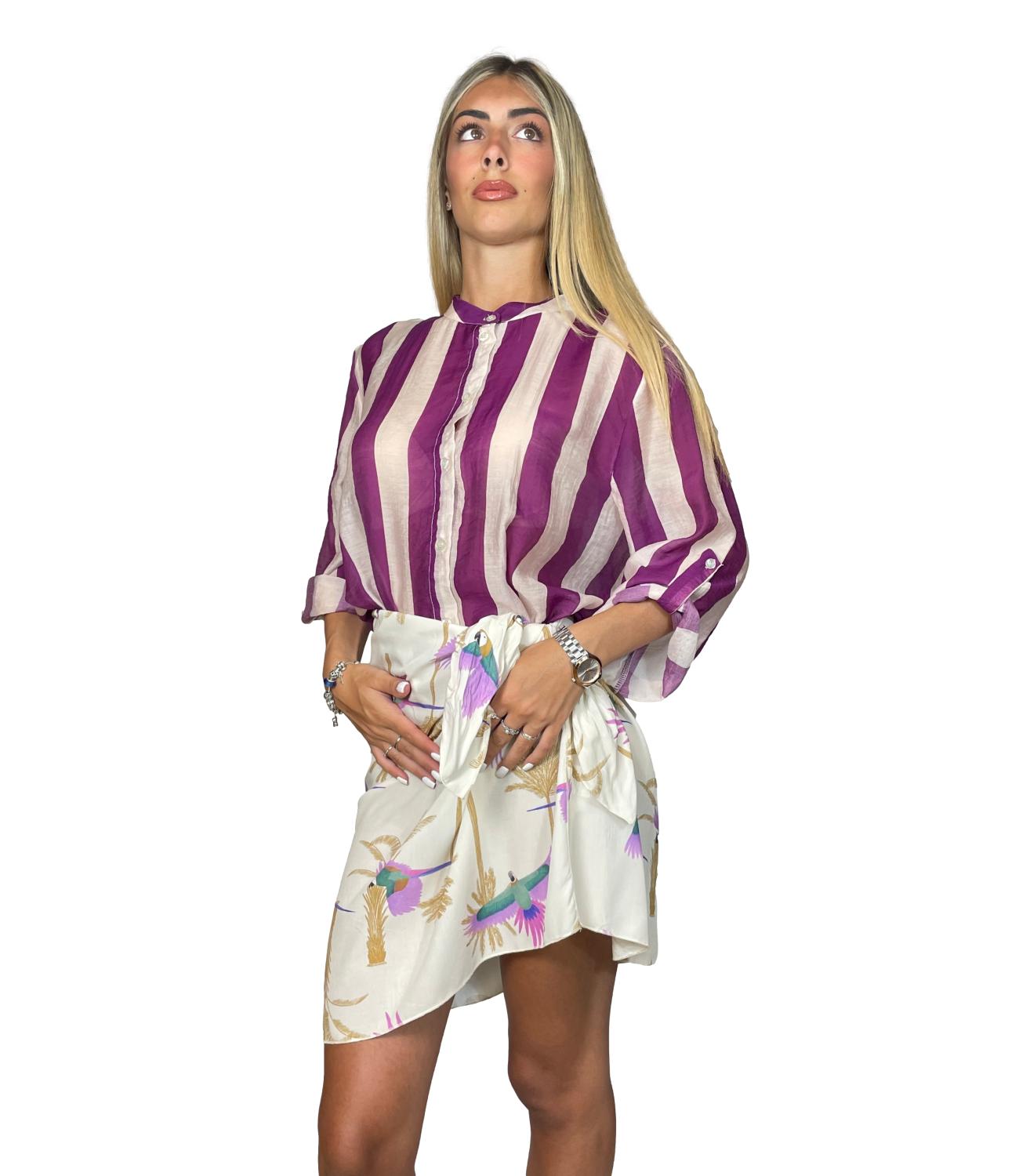 Have One Camicia Riga Burro/viola da Donna