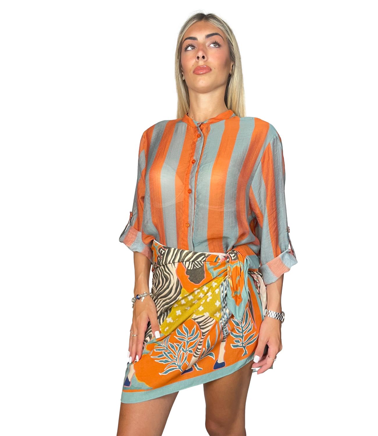 Have One Camicia Riga Carta Da Zucchero/cuoio da Donna