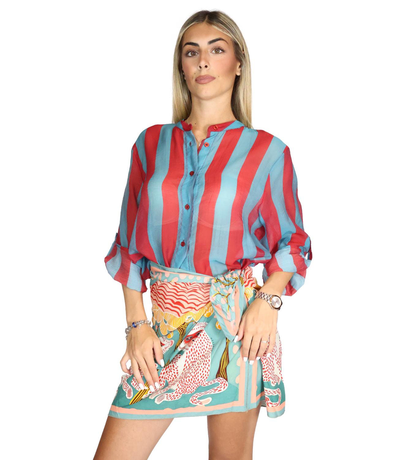 Have One Camicia Riga Petrolio da Donna