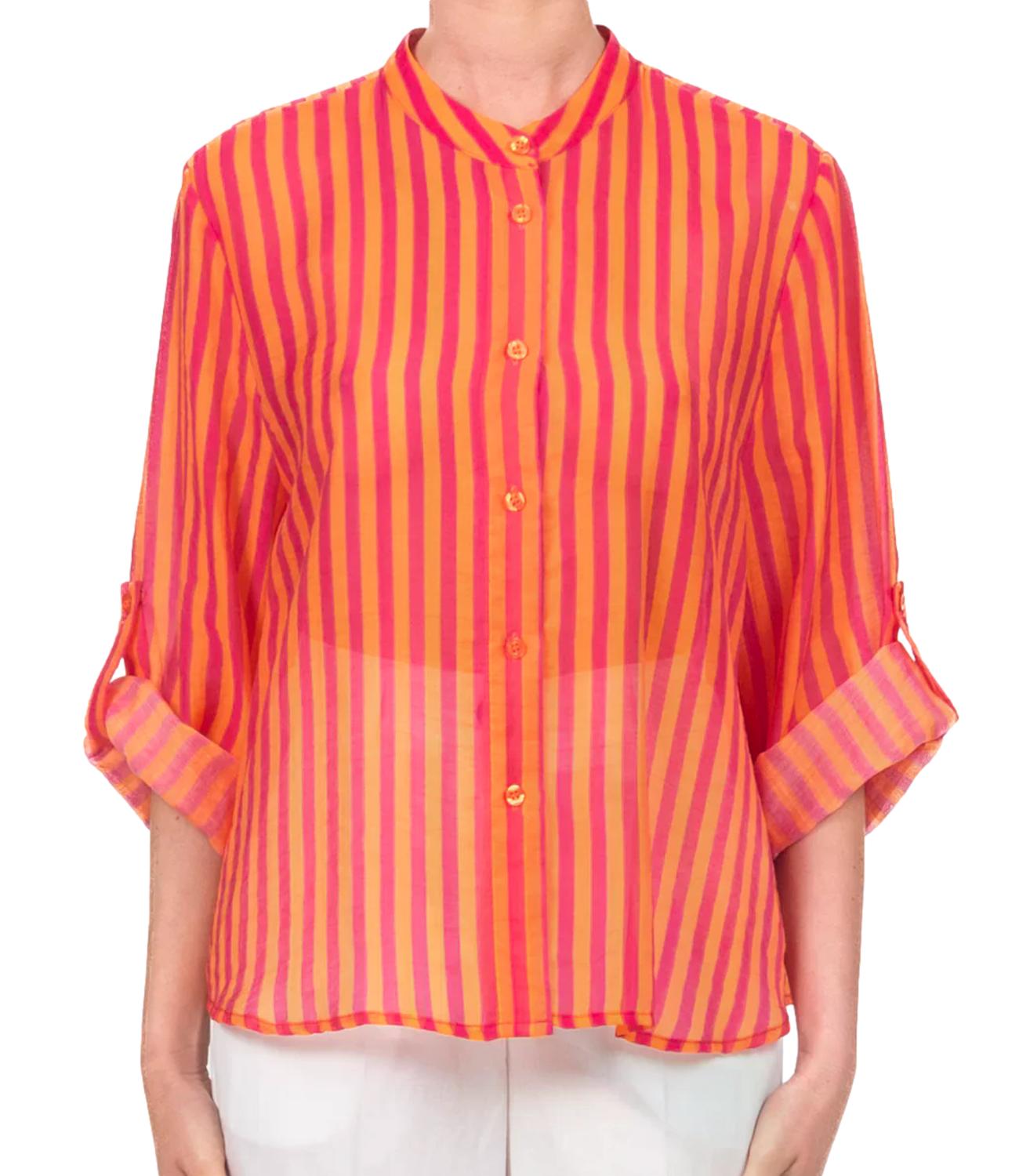 Have One Camicia Riga Arancio/fuxia da Donna