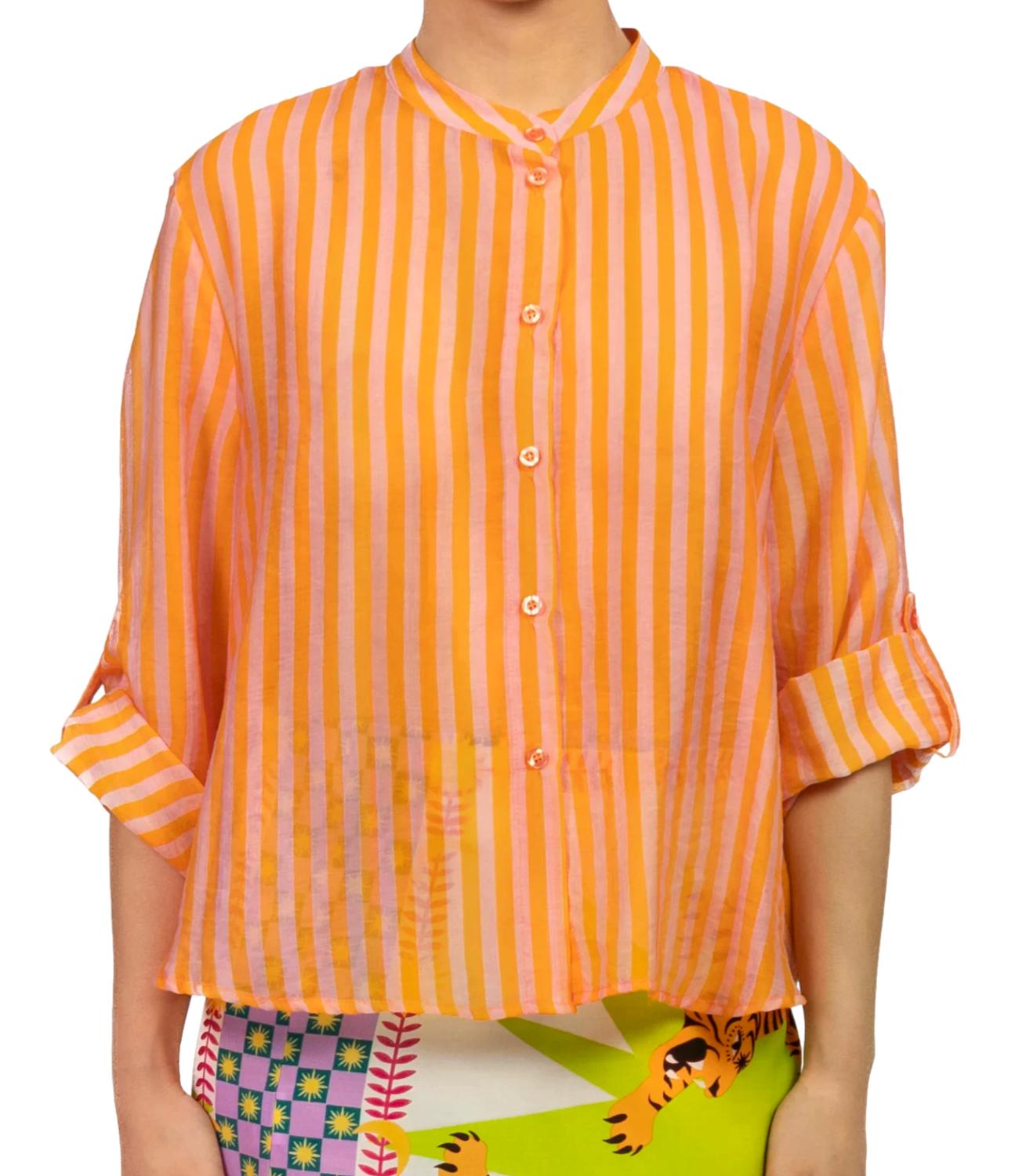 Have One Camicia Riga Arancio/rosa da Donna