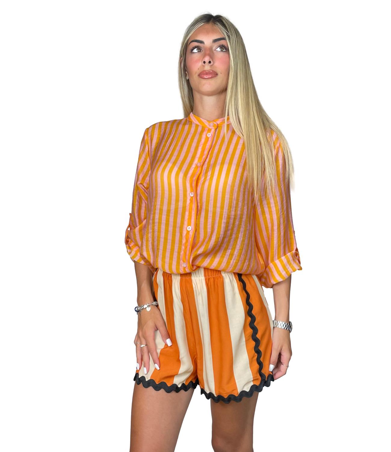 Have One Camicia Riga Arancio/rosa da Donna