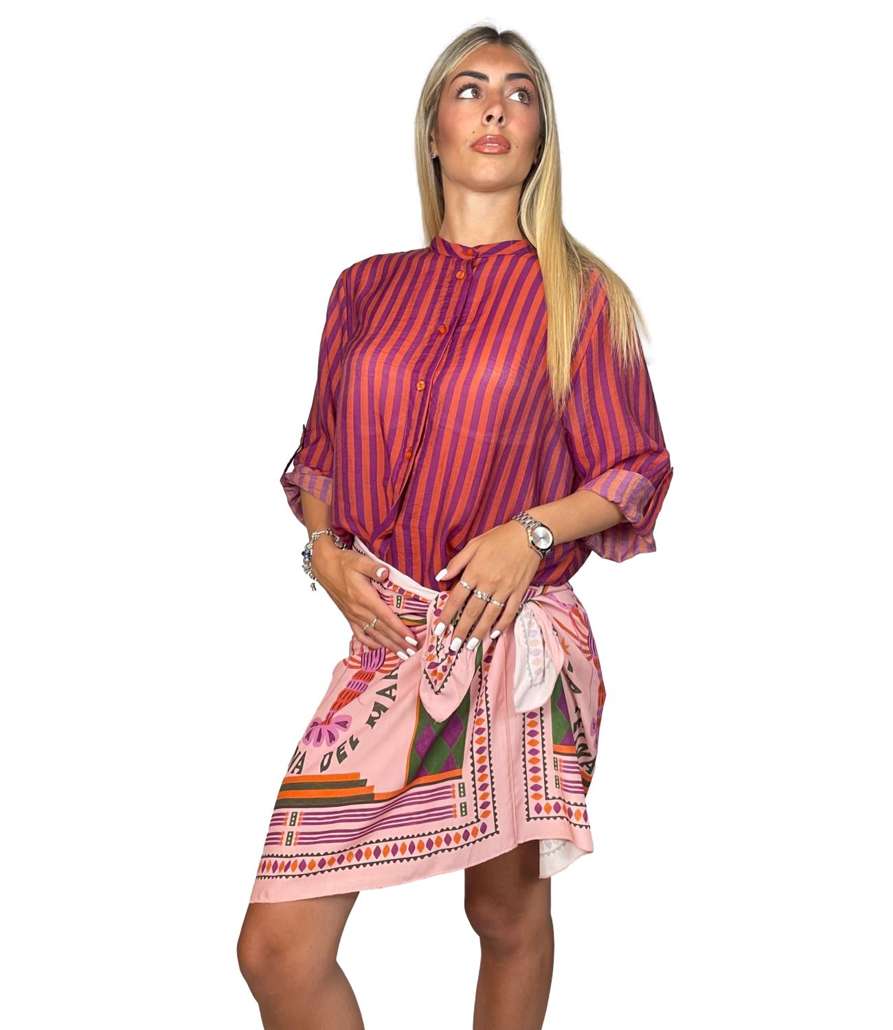 Have One Camicia Riga Arancio/viola da Donna