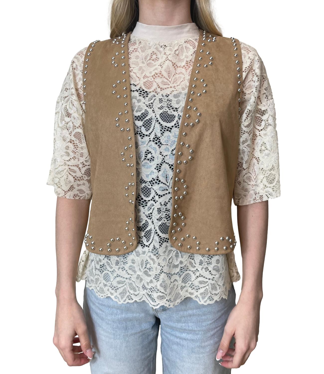 Have One Gilet Camoscio Camel Donna