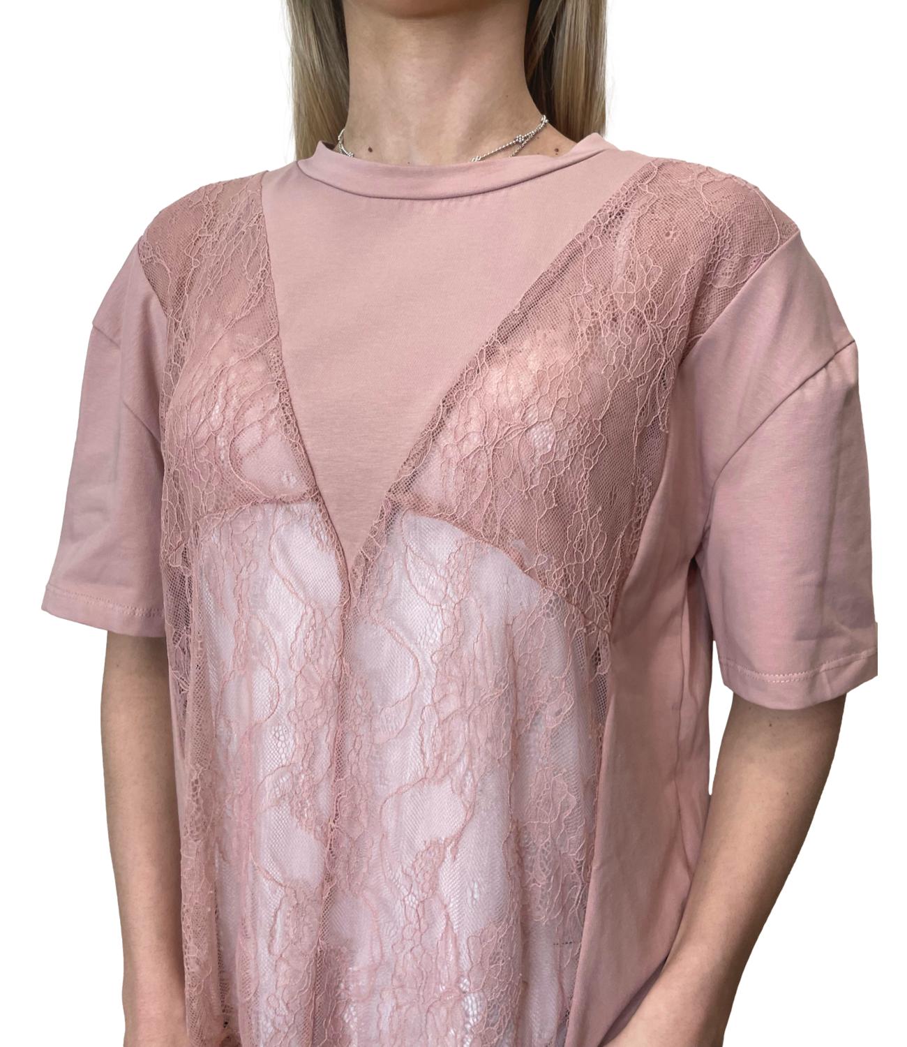 Have One T-shirt Pizzo Rosa Donna